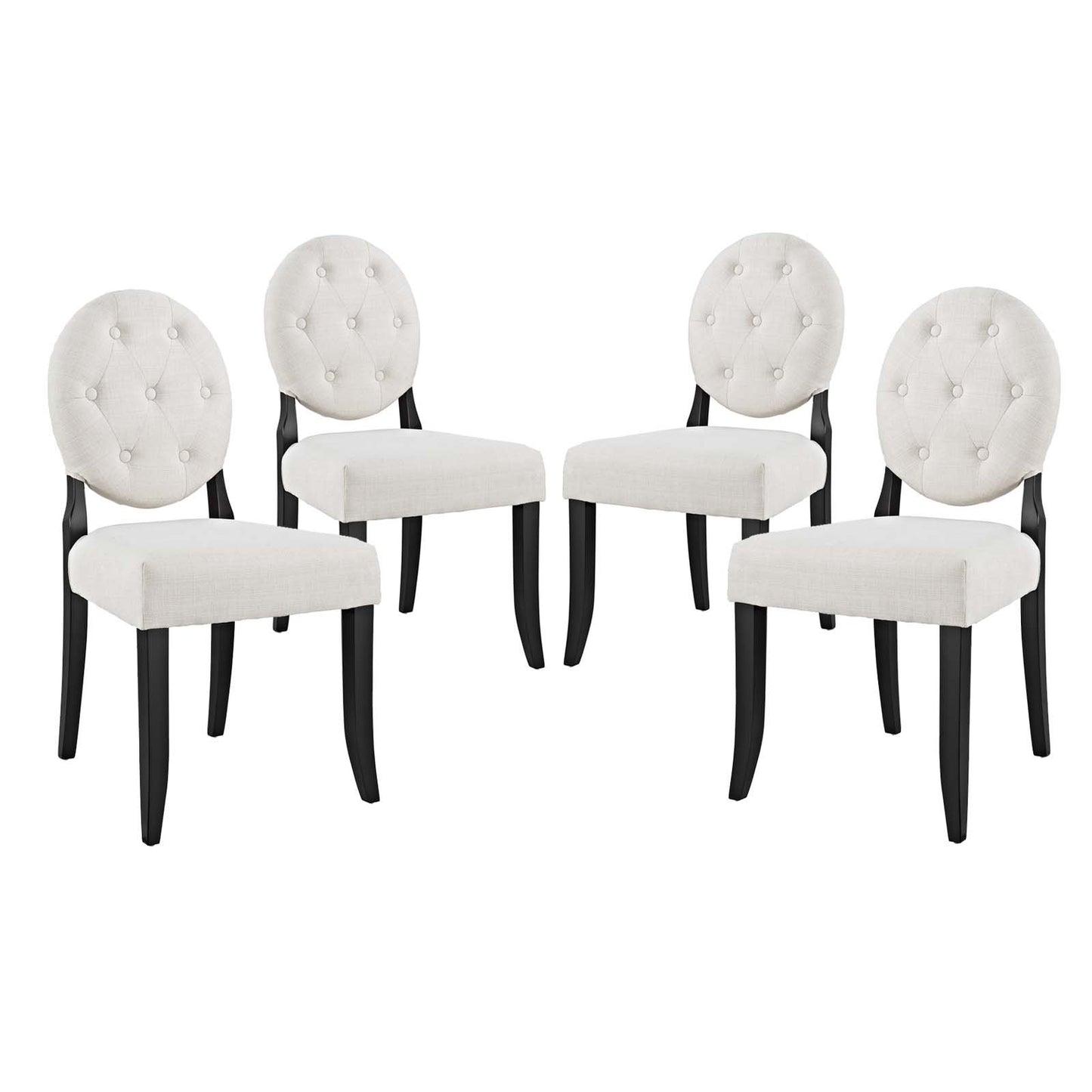 Modway Button Dining Side Chair Upholstered Fabric Set of 4