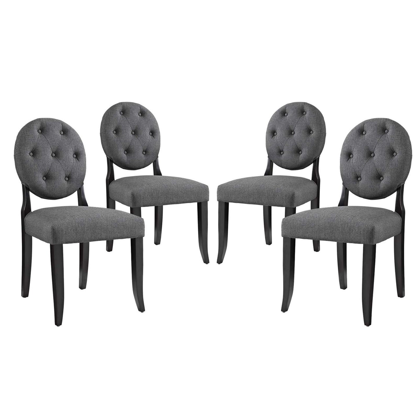 Modway Button Dining Side Chair Upholstered Fabric Set of 4
