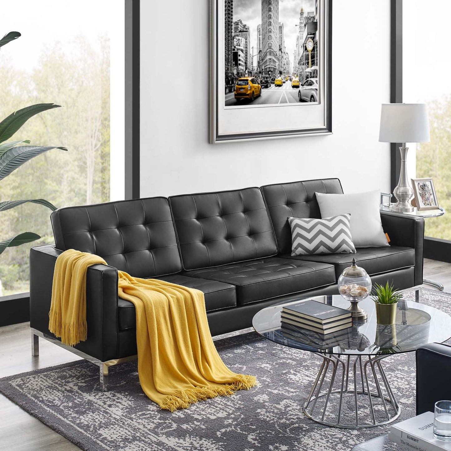 Modway Loft Tufted Button Upholstered Faux Leather Sofa | Sofas | Modishstore-21