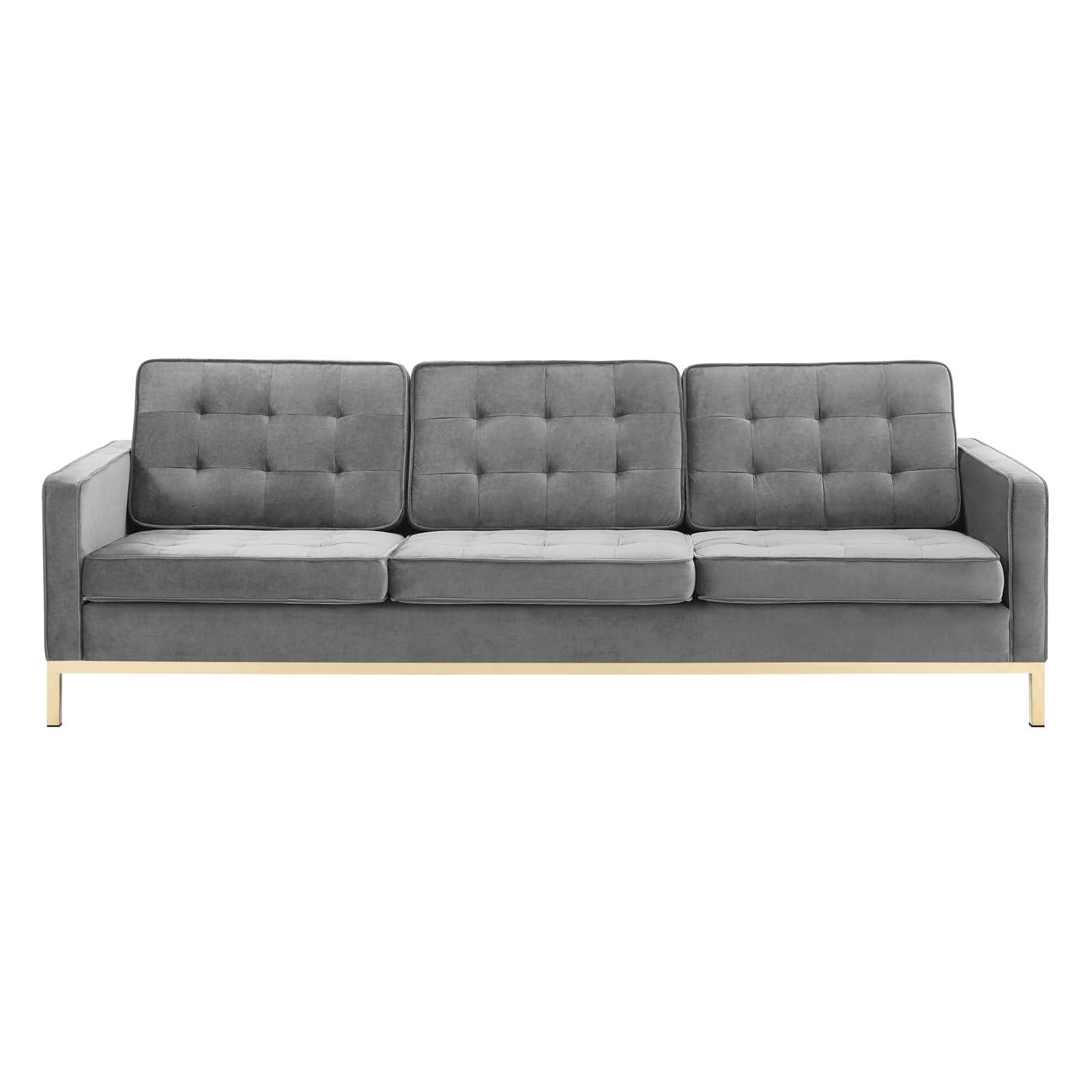 Modway Loft Gold Stainless Steel Leg Performance Velvet Sofa | Sofas | Modishstore-10