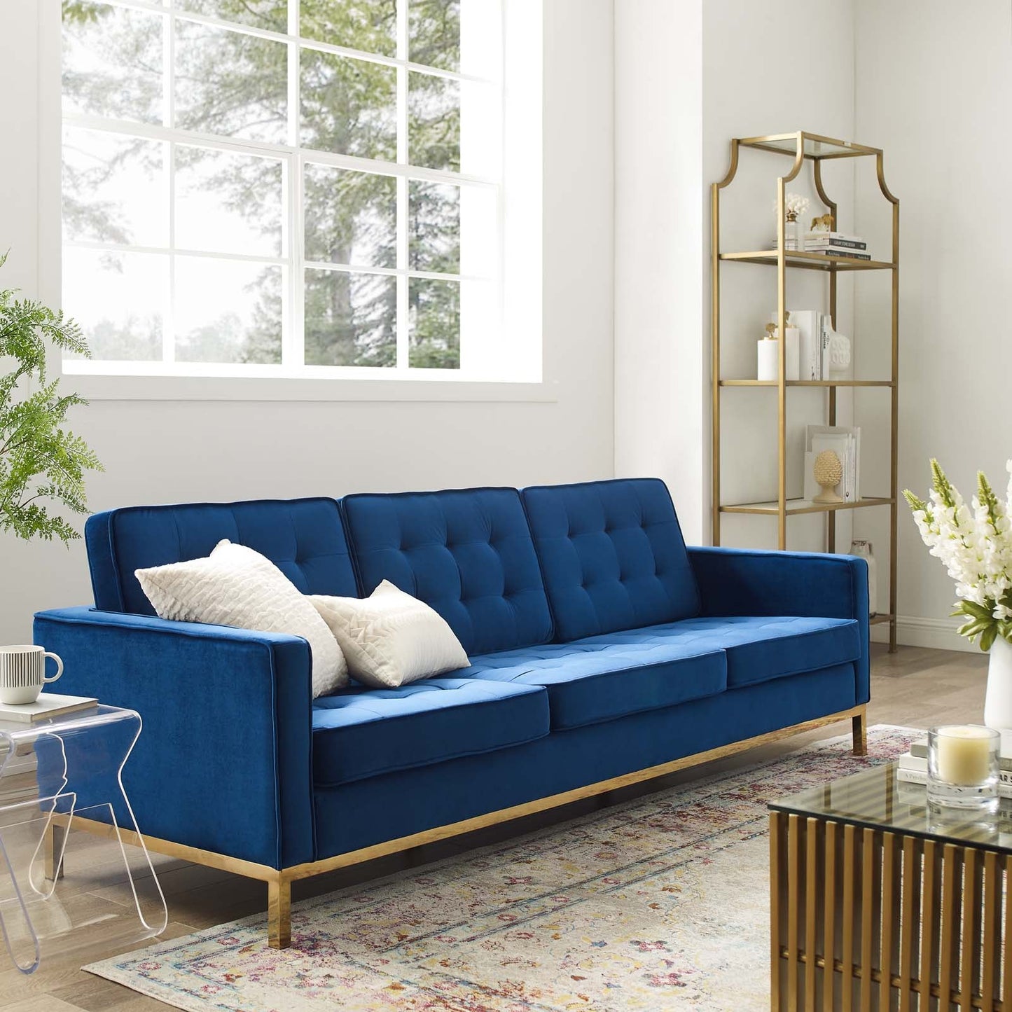 Modway Loft Gold Stainless Steel Leg Performance Velvet Sofa | Sofas | Modishstore
