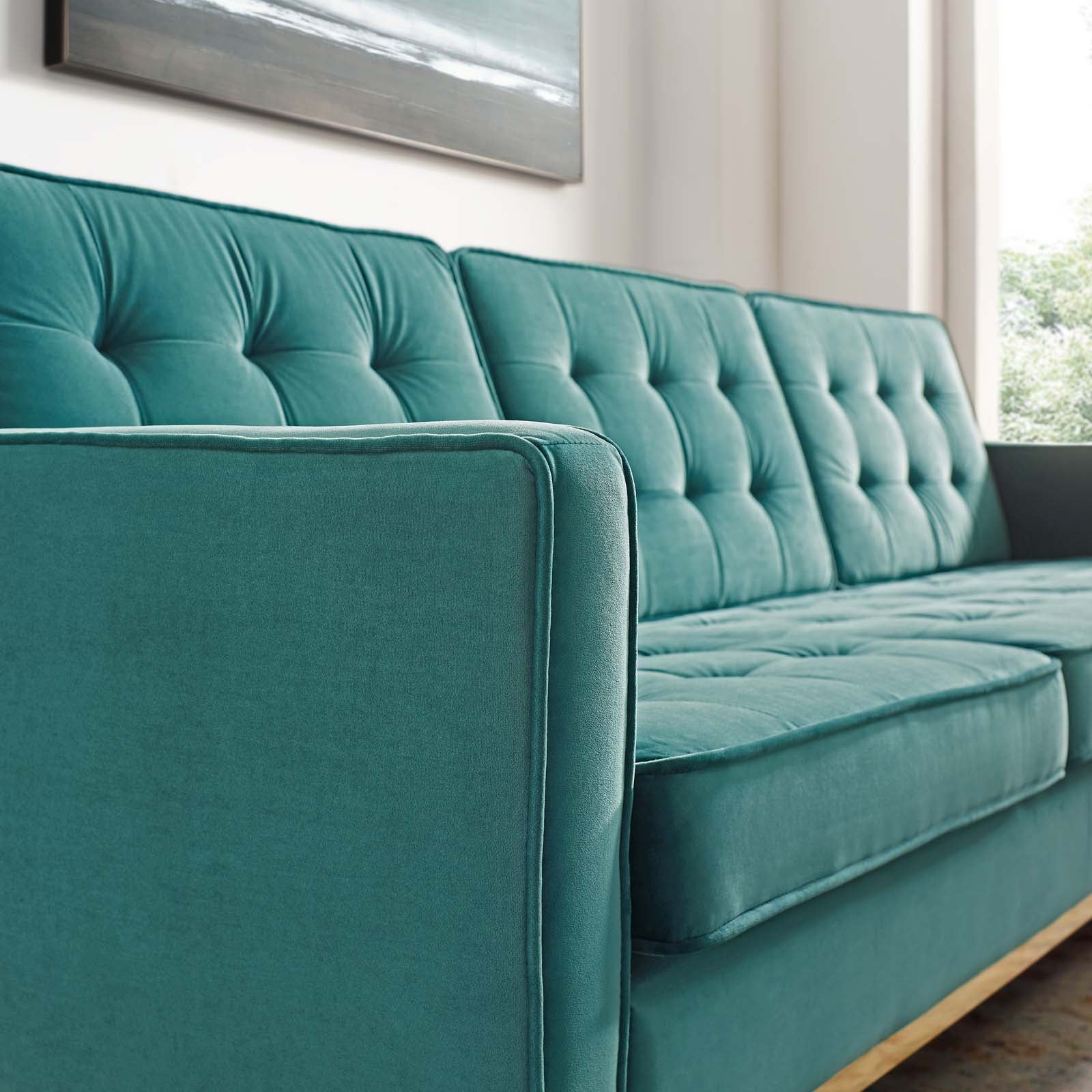 Modway Loft Gold Stainless Steel Leg Performance Velvet Sofa | Sofas | Modishstore-7