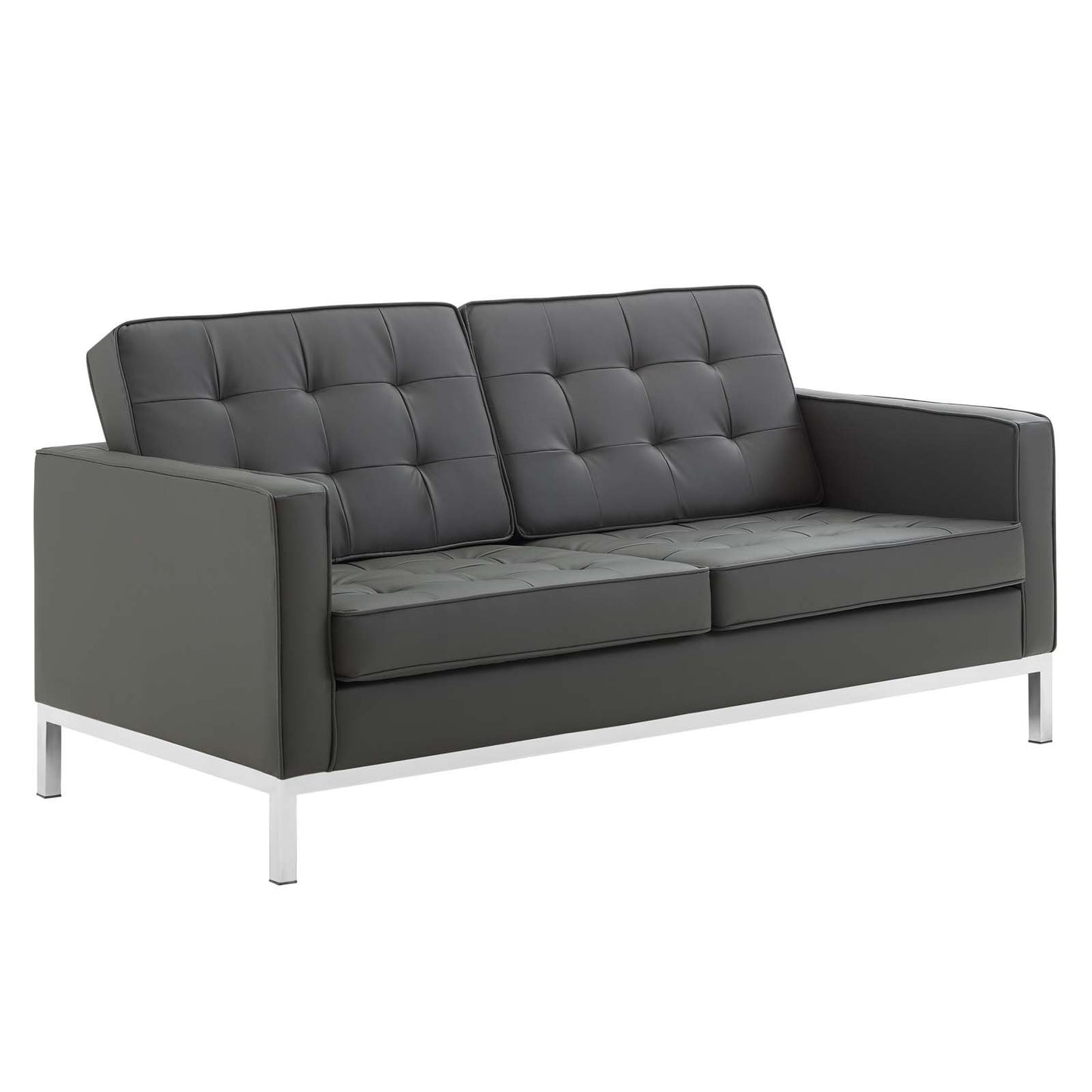 Modway Loft Tufted Button Upholstered Faux Leather Loveseat