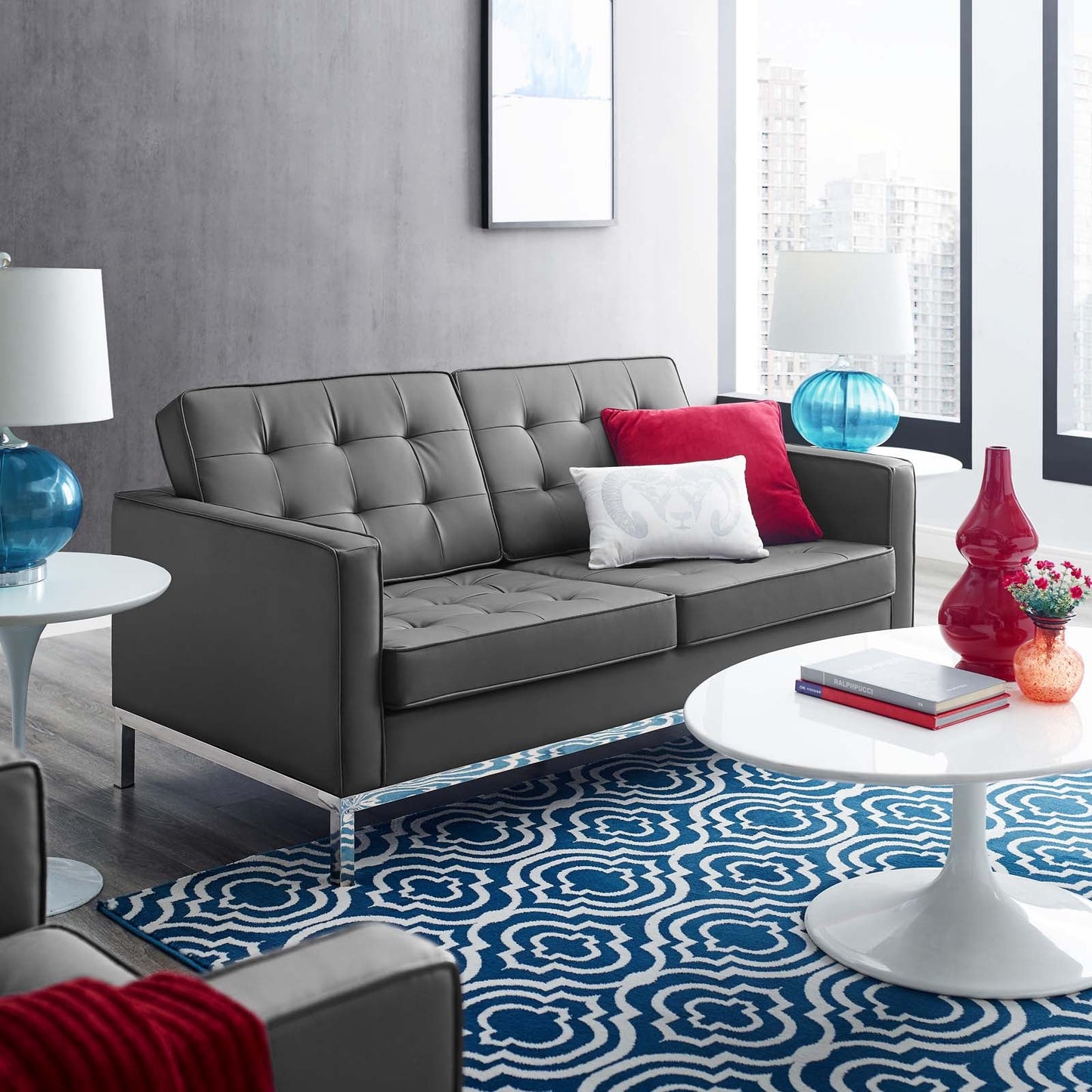 Modway Loft Tufted Upholstered Faux Leather Loveseat - EEI-3388