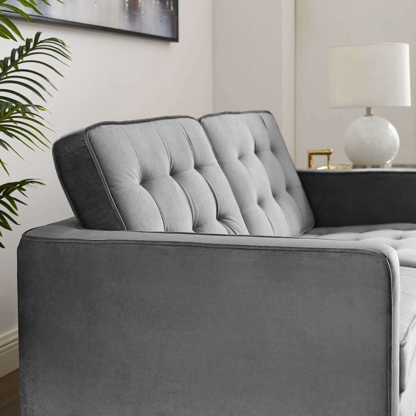 Modway Loft Gold Stainless Steel Leg Performance Velvet Loveseat | Loveseats | Modishstore-2