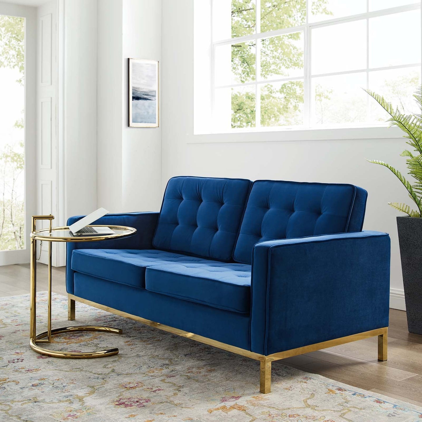 Modway Loft Gold Stainless Steel Leg Performance Velvet Loveseat | Loveseats | Modishstore-11