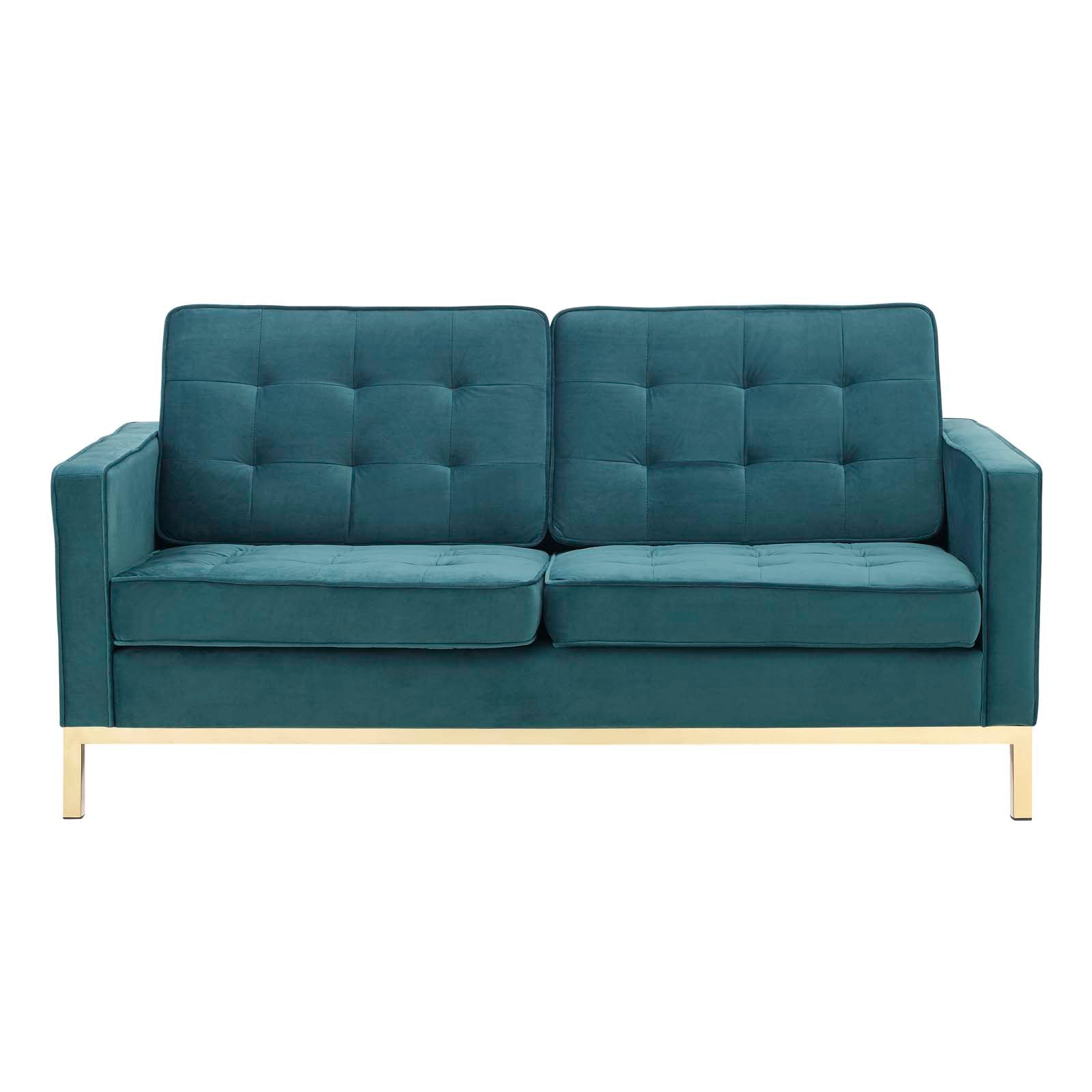 Modway Loft Gold Stainless Steel Leg Performance Velvet Loveseat | Loveseats | Modishstore-5