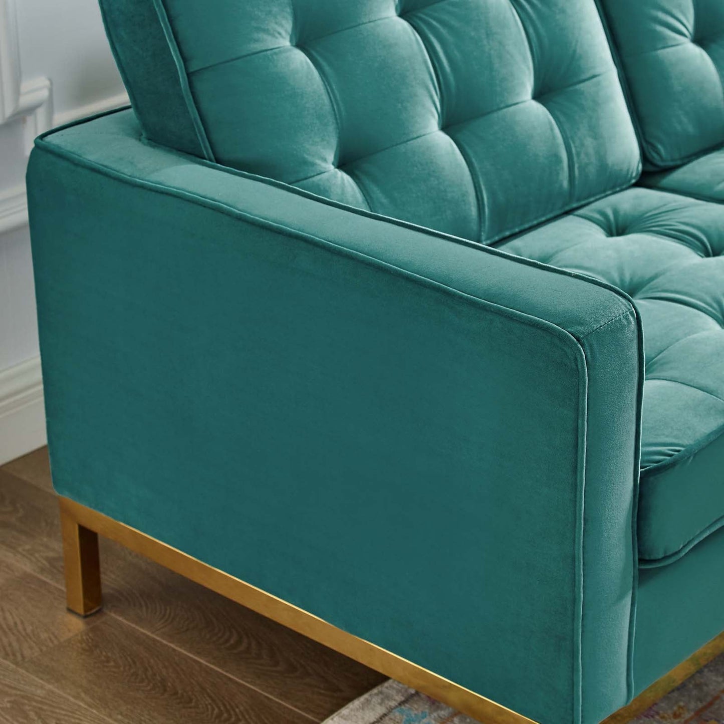 Modway Loft Gold Stainless Steel Leg Performance Velvet Loveseat | Loveseats | Modishstore-9