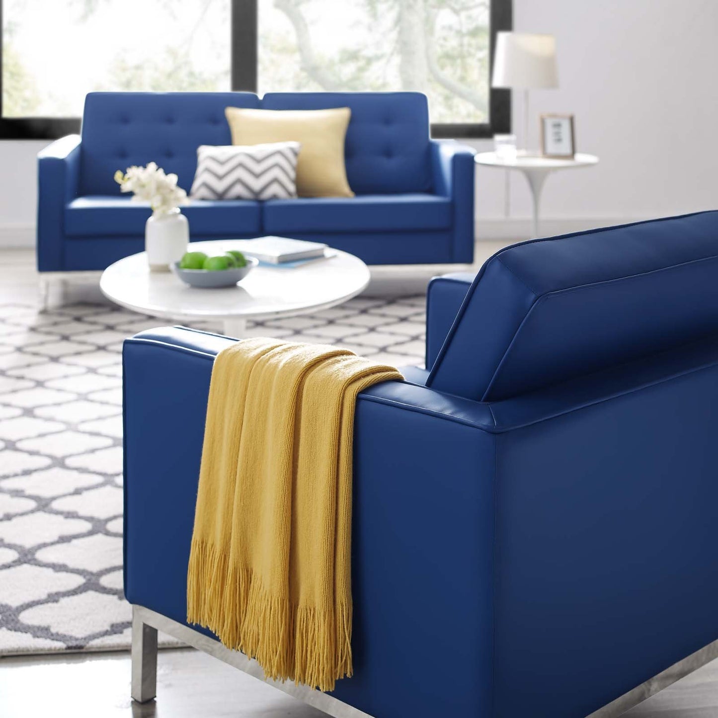 Modway Loft Tufted Button Upholstered Faux Leather Armchair