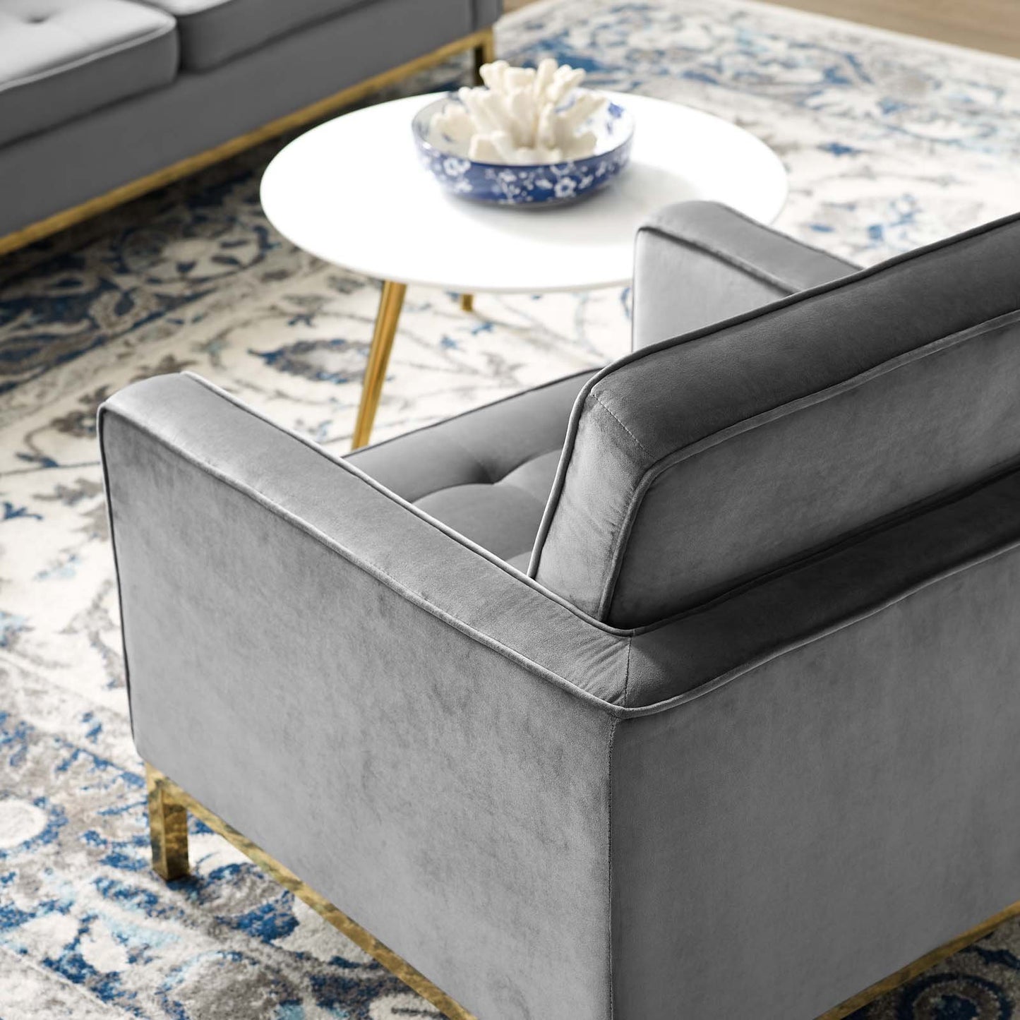 Modway Loft Gold Stainless Steel Performance Velvet Armchair