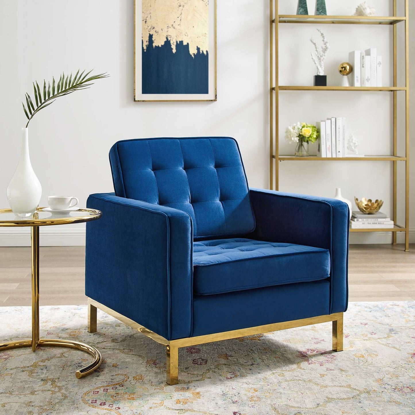 Modway Loft Gold Stainless Steel Performance Velvet Armchair