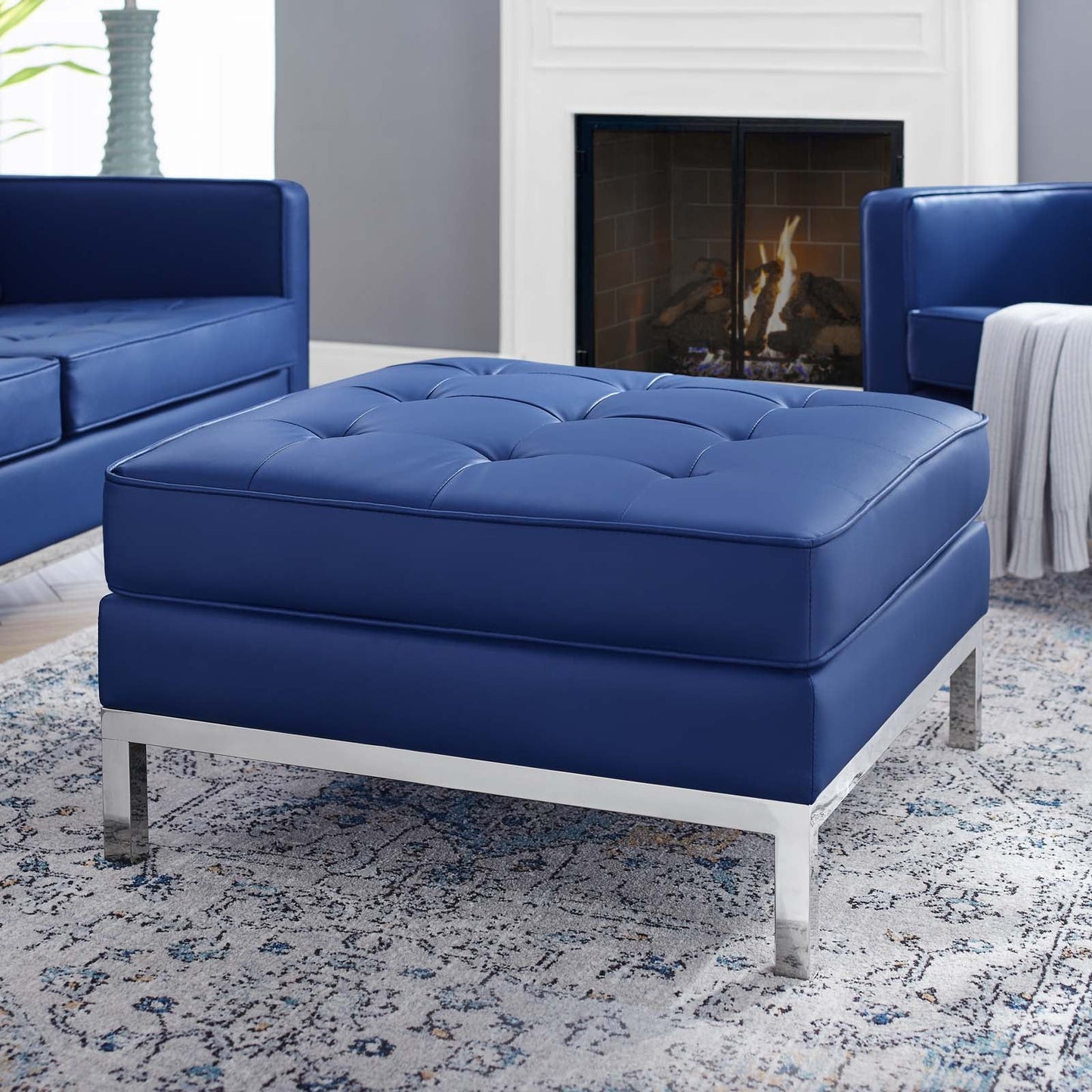 Modway Loft Tufted Button Upholstered Faux Leather Ottoman | Ottomans | Modishstore-12