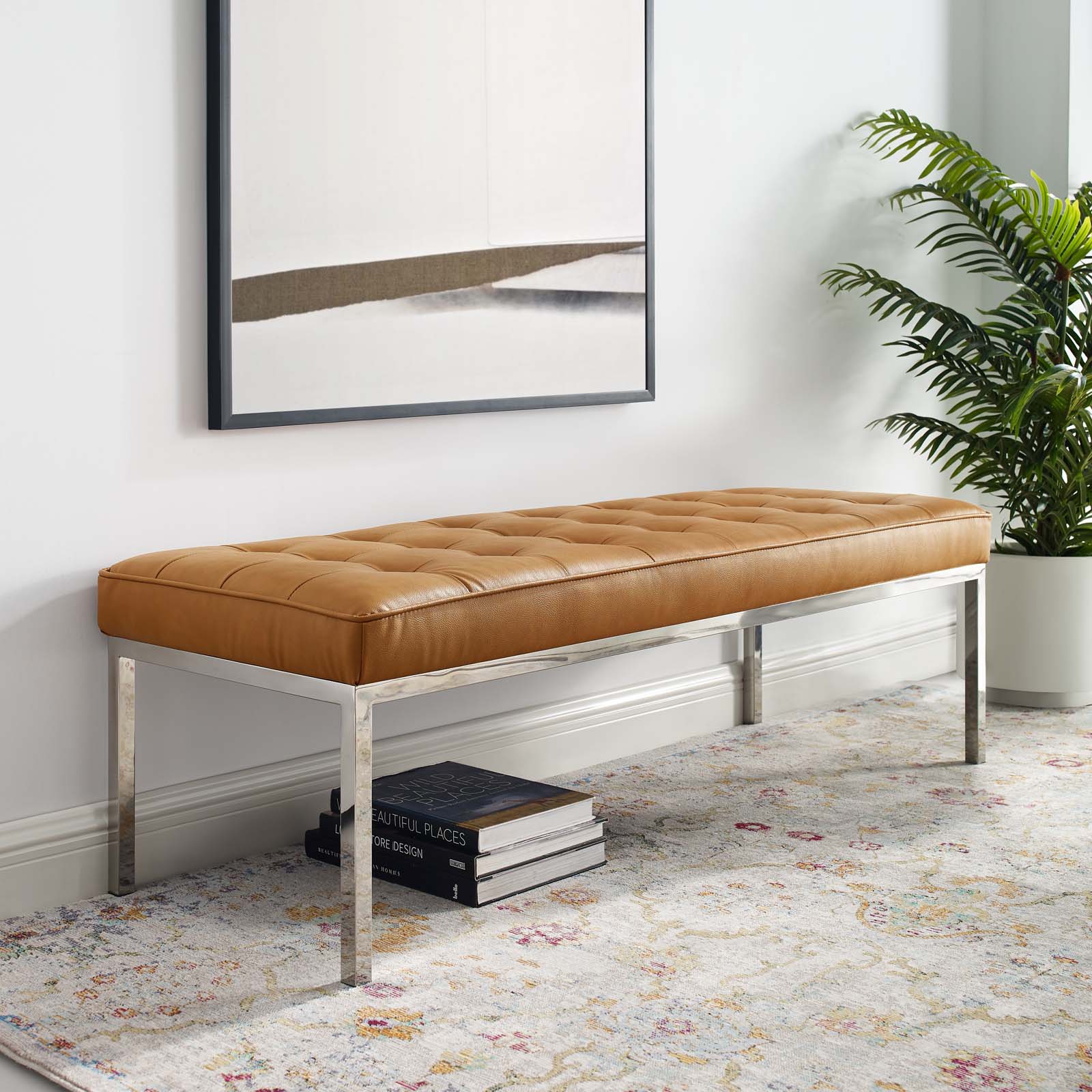 Modway Loft Tufted Button Large Upholstered Faux Leather Bench | Stools & Benches | Modishstore-18