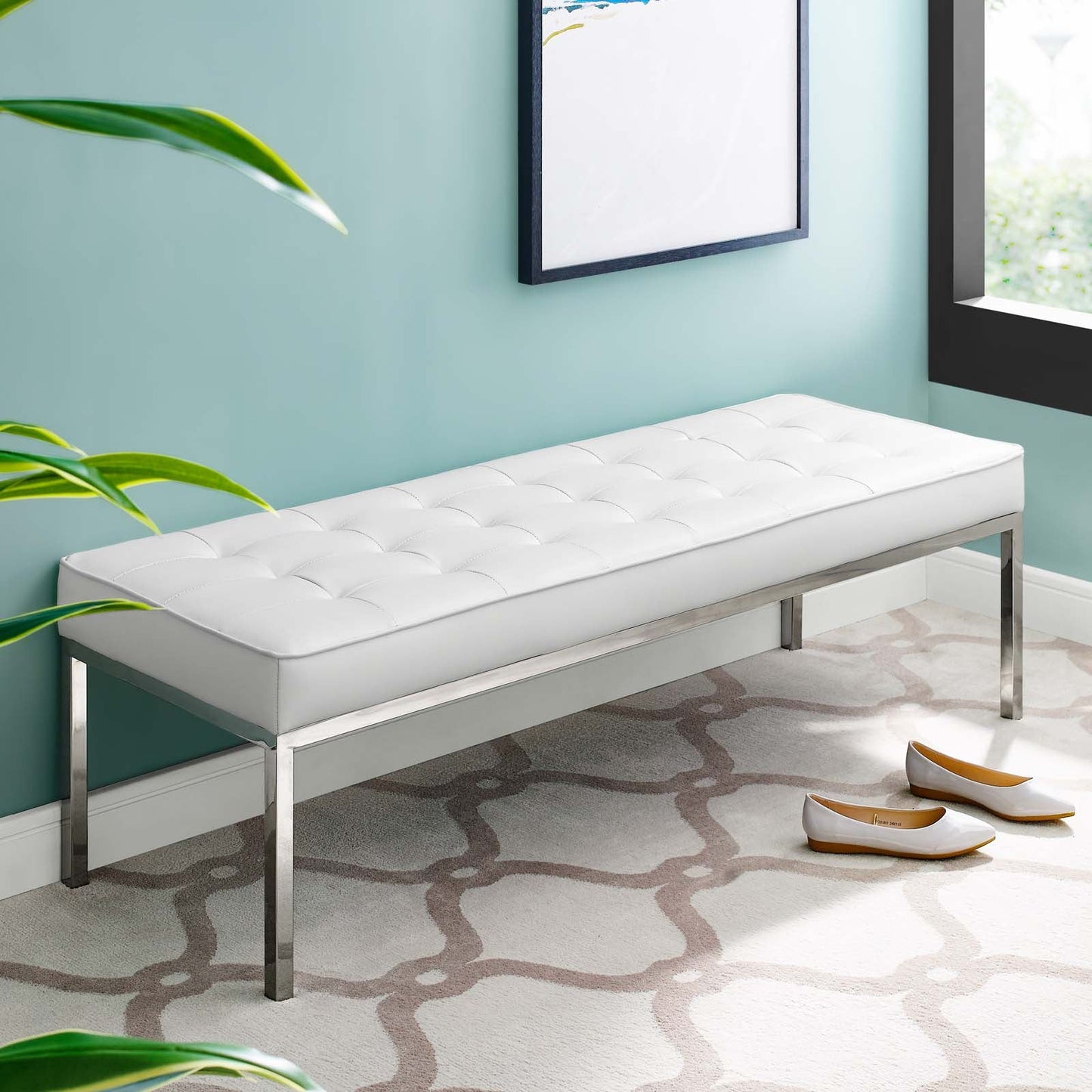 Modway Loft Tufted Button Large Upholstered Faux Leather Bench | Stools & Benches | Modishstore-9