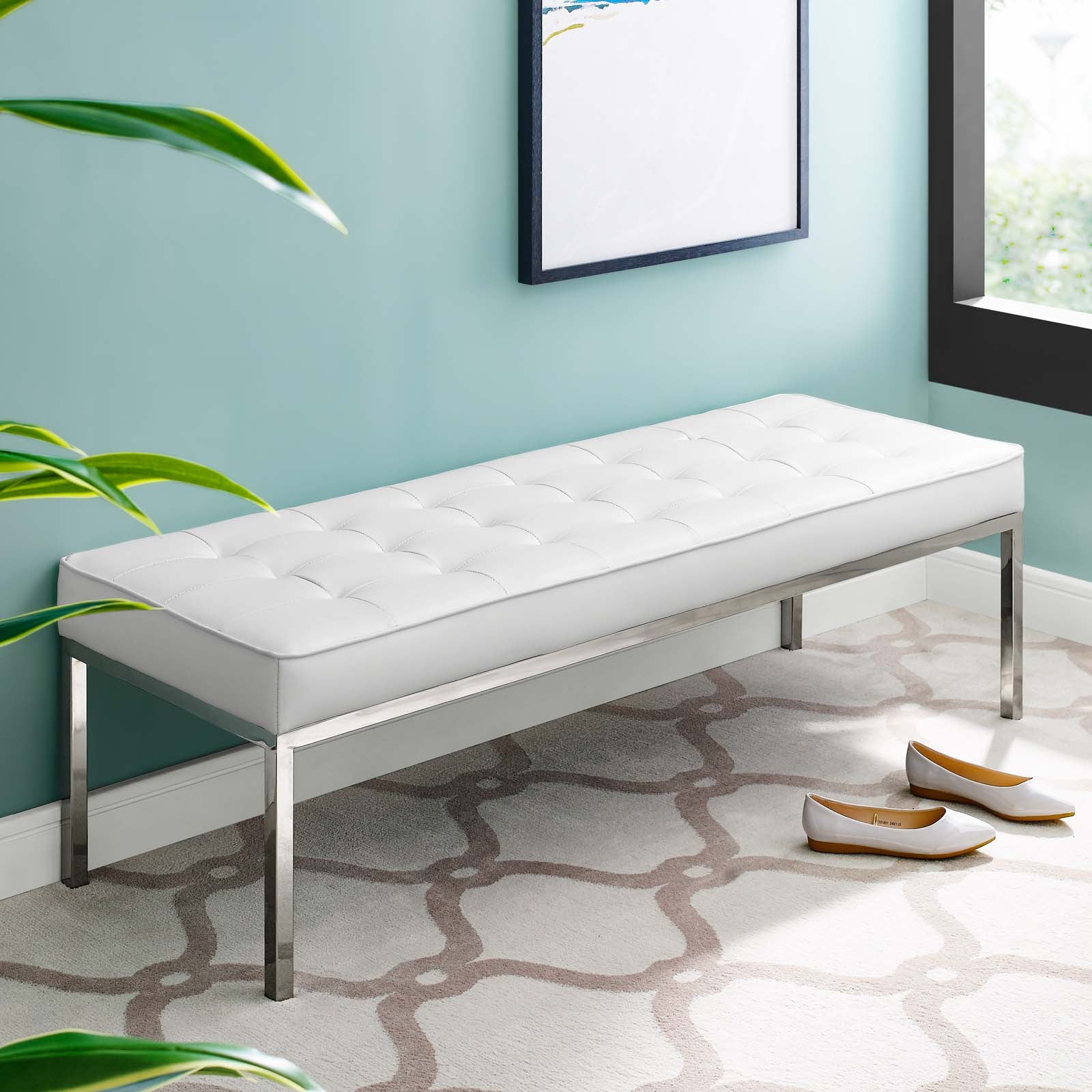 Modway Loft Tufted Button Large Upholstered Faux Leather Bench | Stools & Benches | Modishstore-9