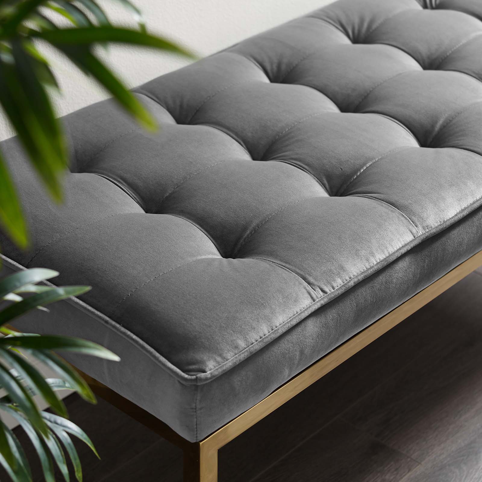 Modway Loft Gold Stainless Steel Leg Large Performance Velvet Bench | Stools & Benches | Modishstore-15