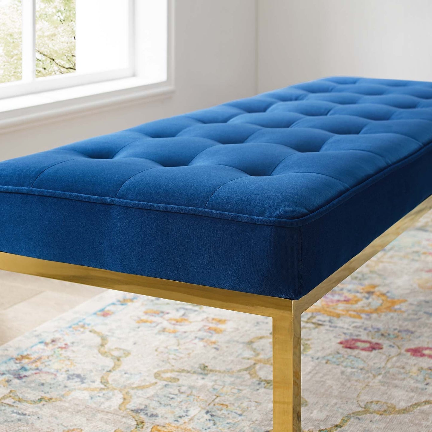 Modway Loft Gold Stainless Steel Leg Large Performance Velvet Bench | Stools & Benches | Modishstore-3