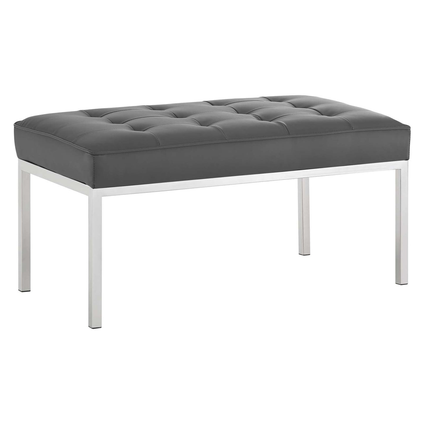 Modway Loft Tufted Button Medium Upholstered Faux Leather Bench