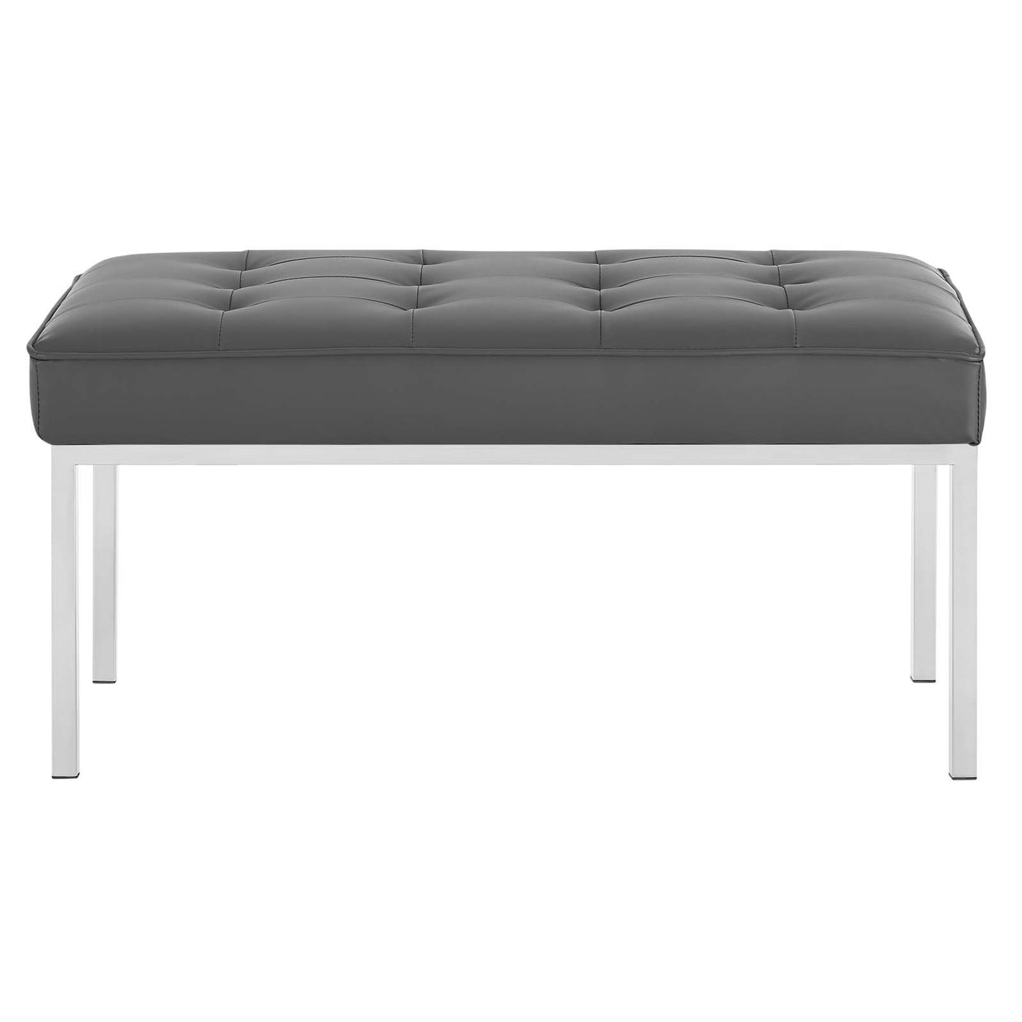 Modway Loft Tufted Button Medium Upholstered Faux Leather Bench