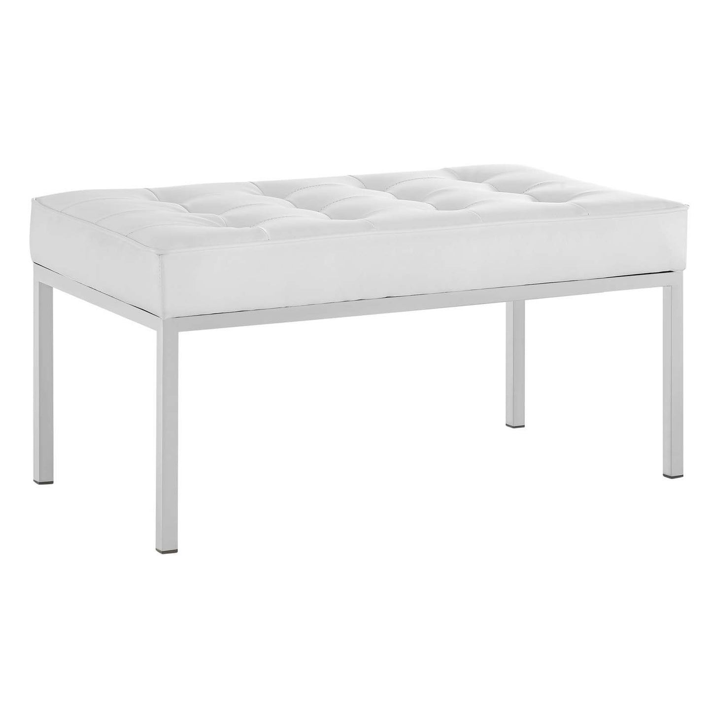 Modway Loft Tufted Button Medium Upholstered Faux Leather Bench
