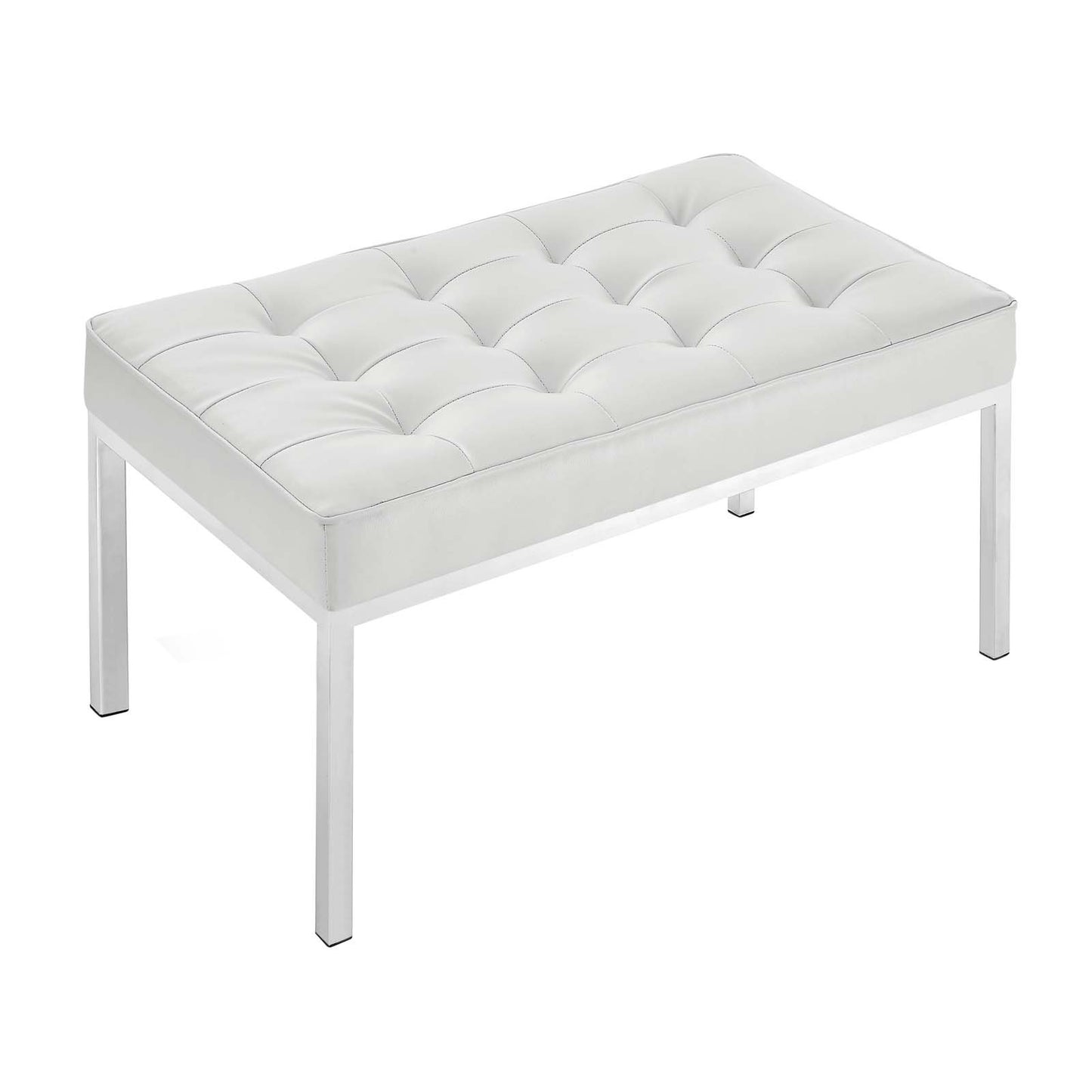 Modway Loft Tufted Button Medium Upholstered Faux Leather Bench