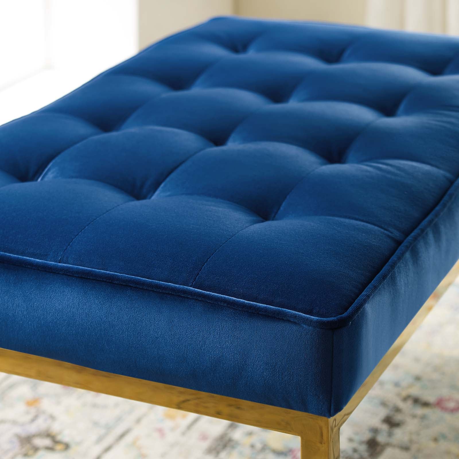 Modway Loft Gold Stainless Steel Leg Medium Performance Velvet Bench | Stools & Benches | Modishstore-7