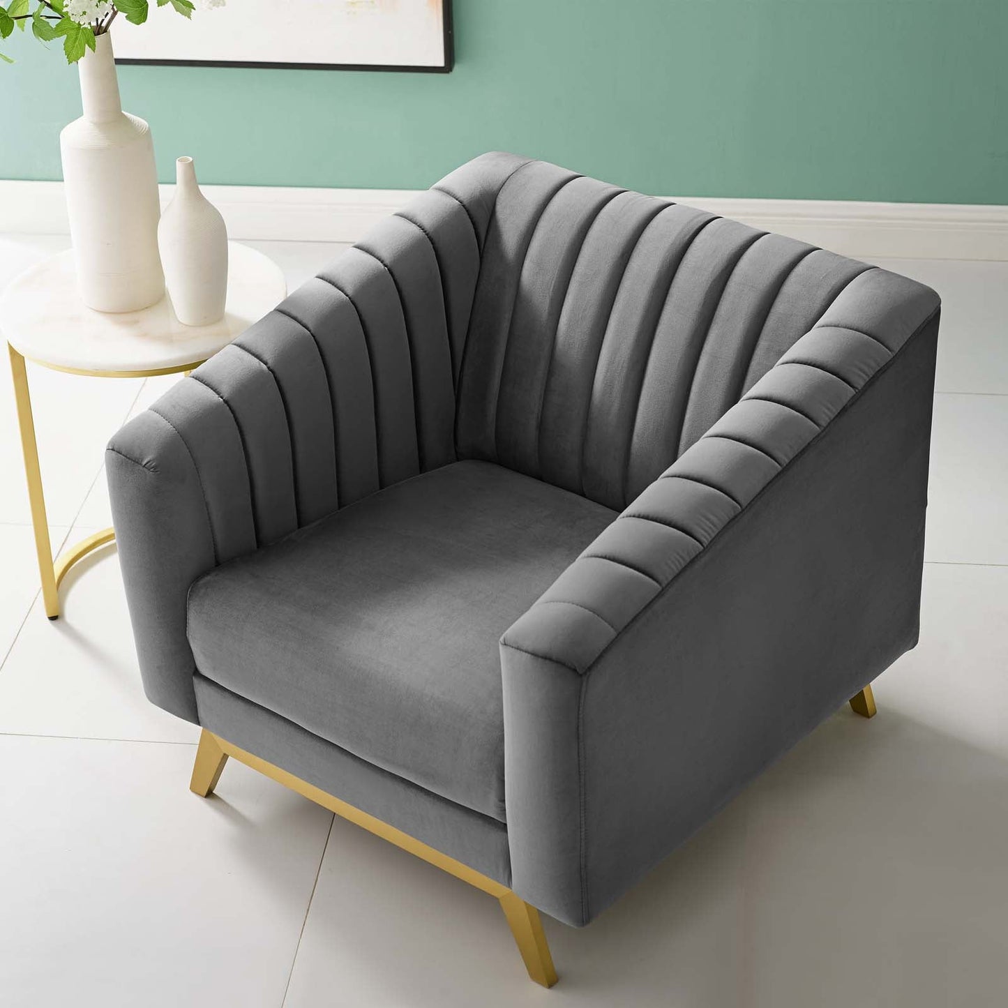 Modway Valiant Vertical Channel Tufted Performance Velvet Armchair | Armchairs | Modishstore-2