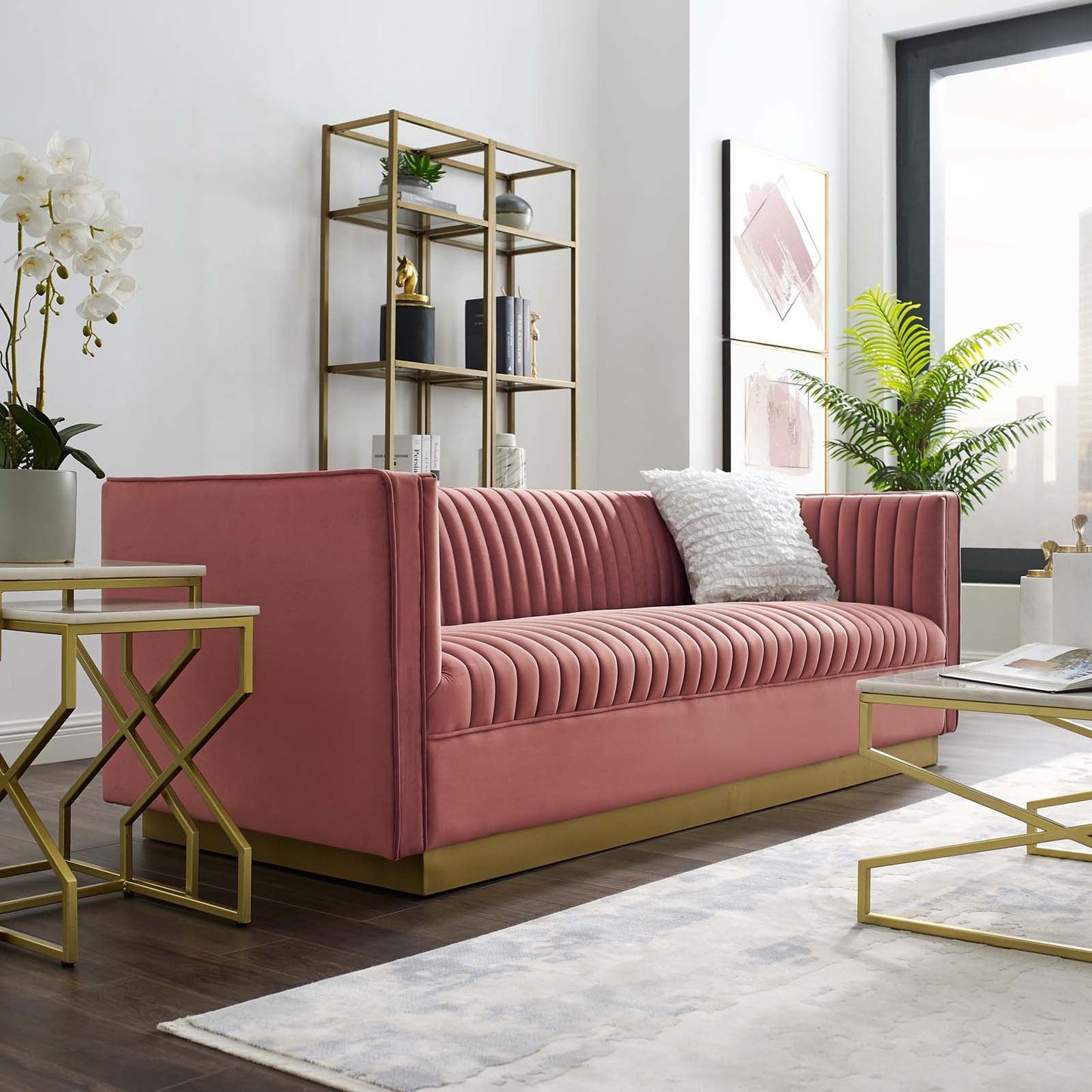 Modway Sanguine Vertical Channel Tufted Performance Velvet Sofa | Sofas | Modishstore-10
