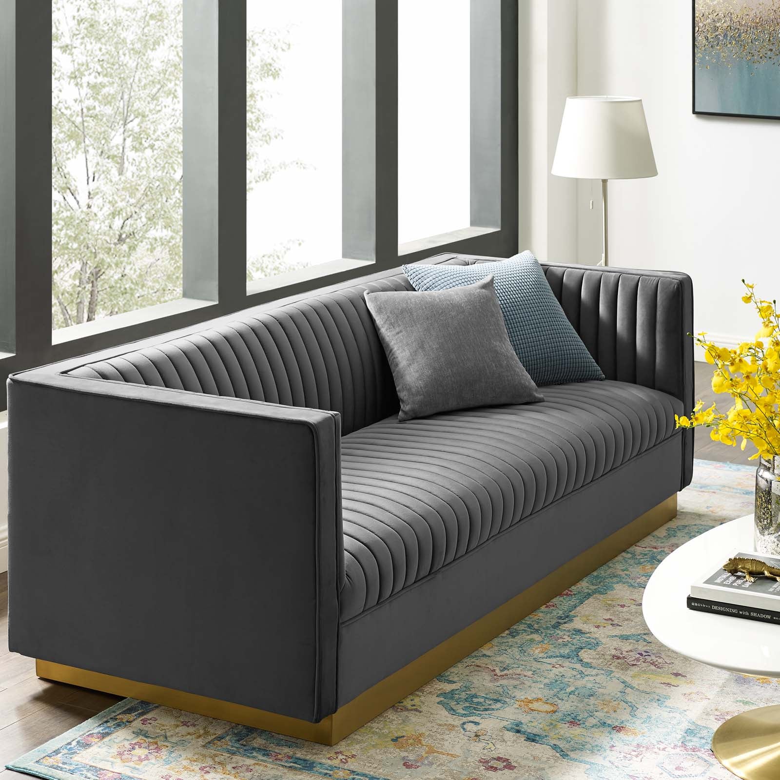 Modway Sanguine Vertical Channel Tufted Performance Velvet Sofa | Sofas | Modishstore-4