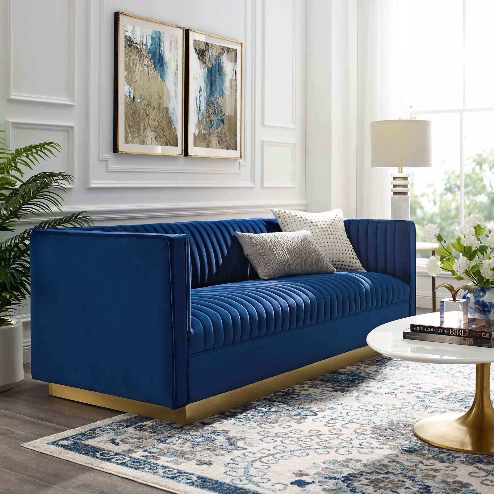 Modway Sanguine Vertical Channel Tufted Performance Velvet Sofa | Sofas | Modishstore-8