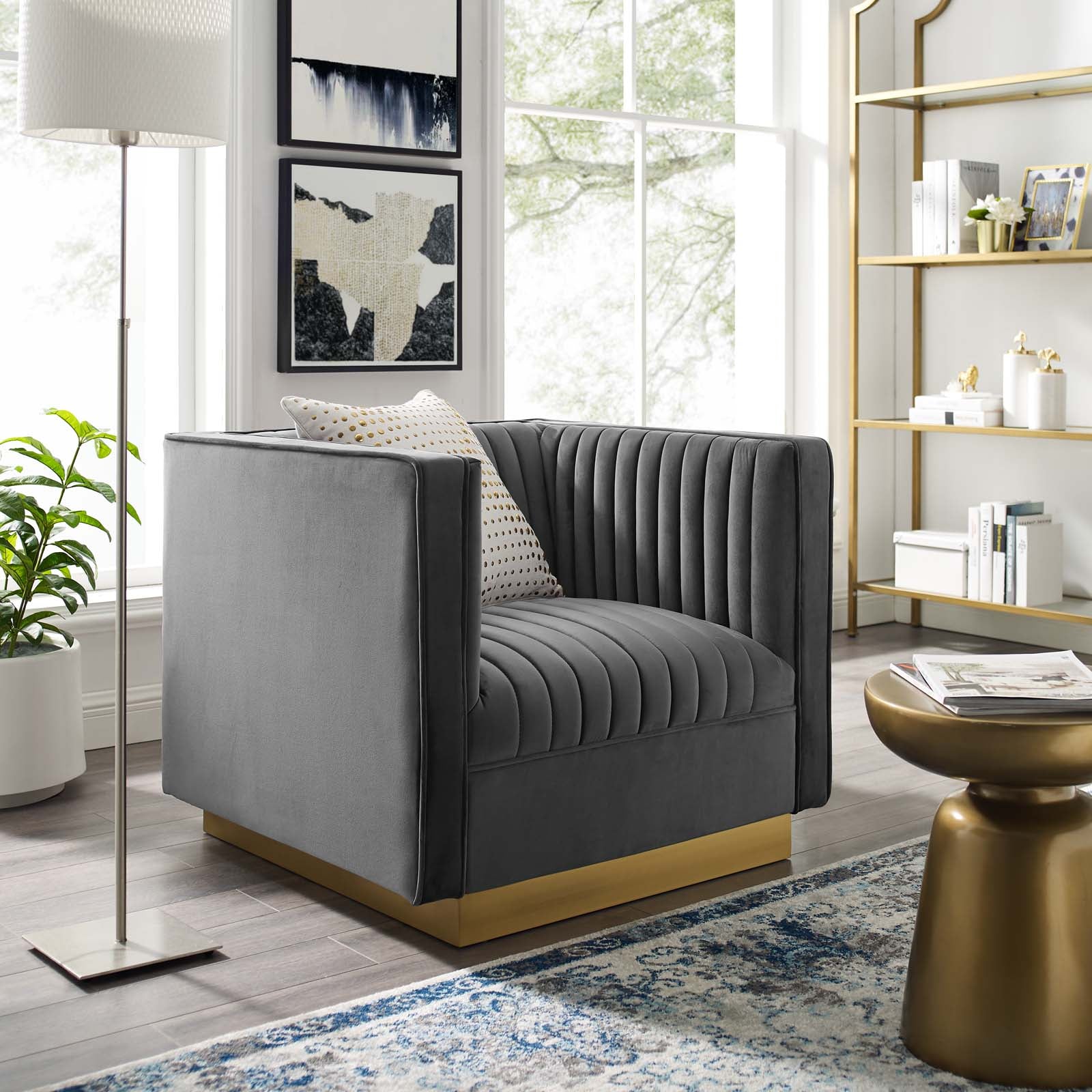 Modway Sanguine Vertical Channel Tufted Accent Performance Velvet Armchair | Armchairs | Modishstore-6