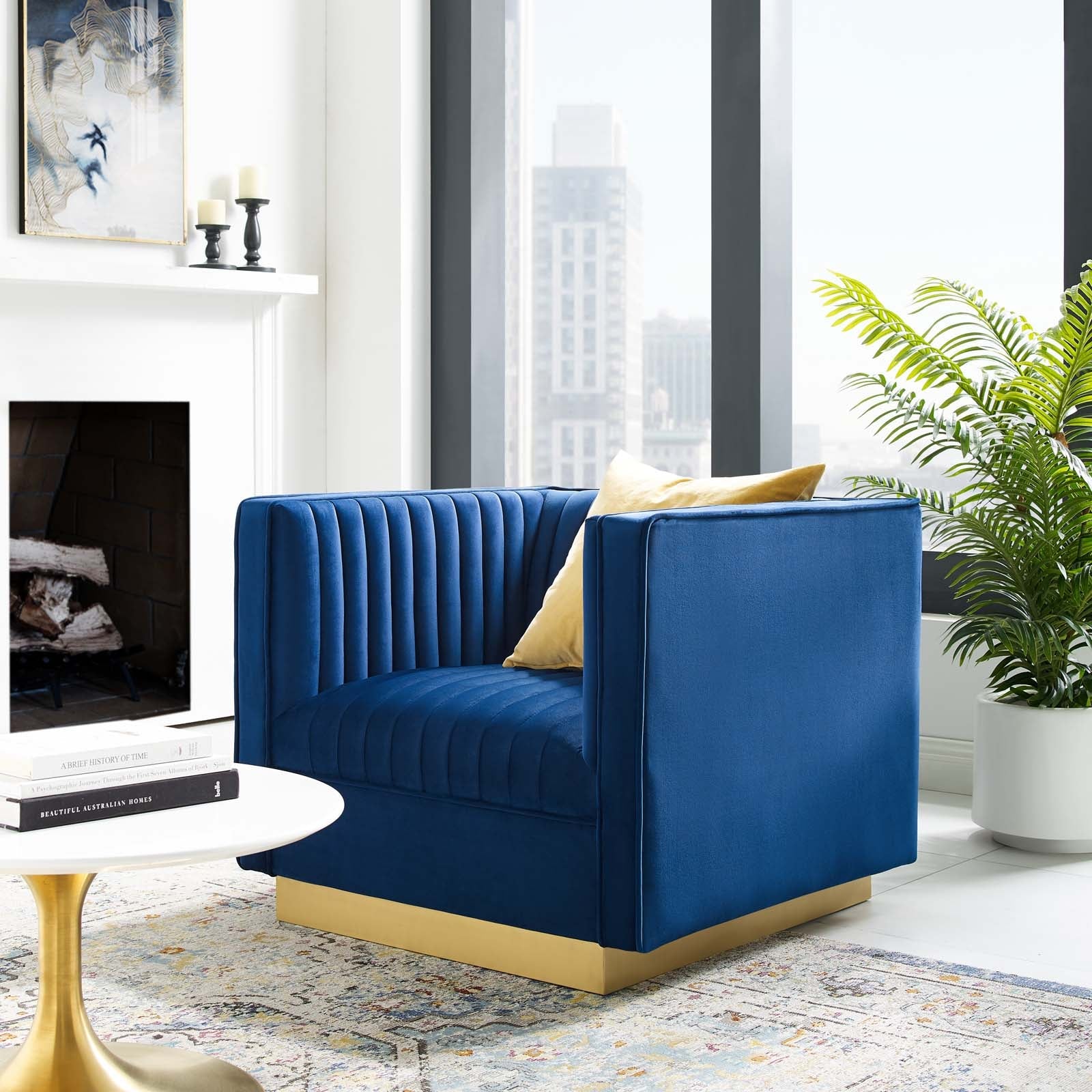 Modway Sanguine Vertical Channel Tufted Accent Performance Velvet Armchair | Armchairs | Modishstore