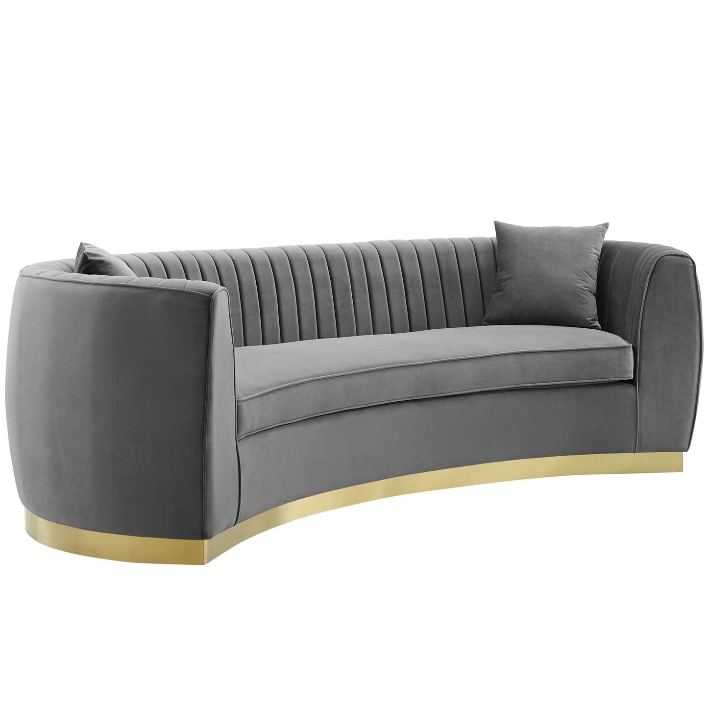 Modway Enthusiastic Vertical Channel Tufted Curved Performance Velvet Sofa