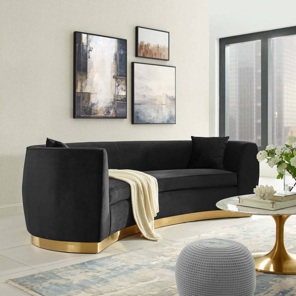 Modway Resolute Curved Performance Velvet Sofa | Sofas | Modishstore