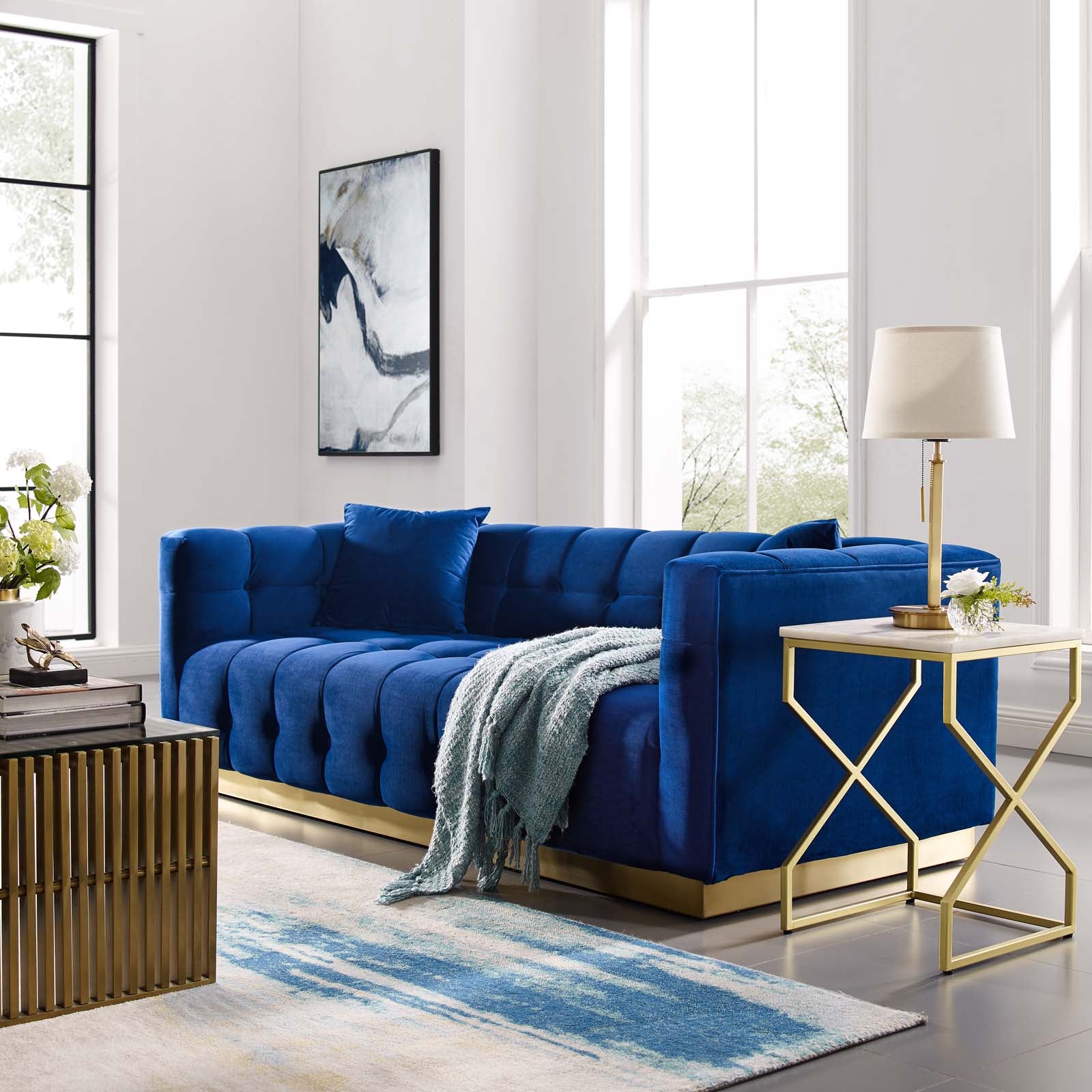 Modway Vivacious Biscuit Tufted Performance Velvet Sofa | Sofas | Modishstore