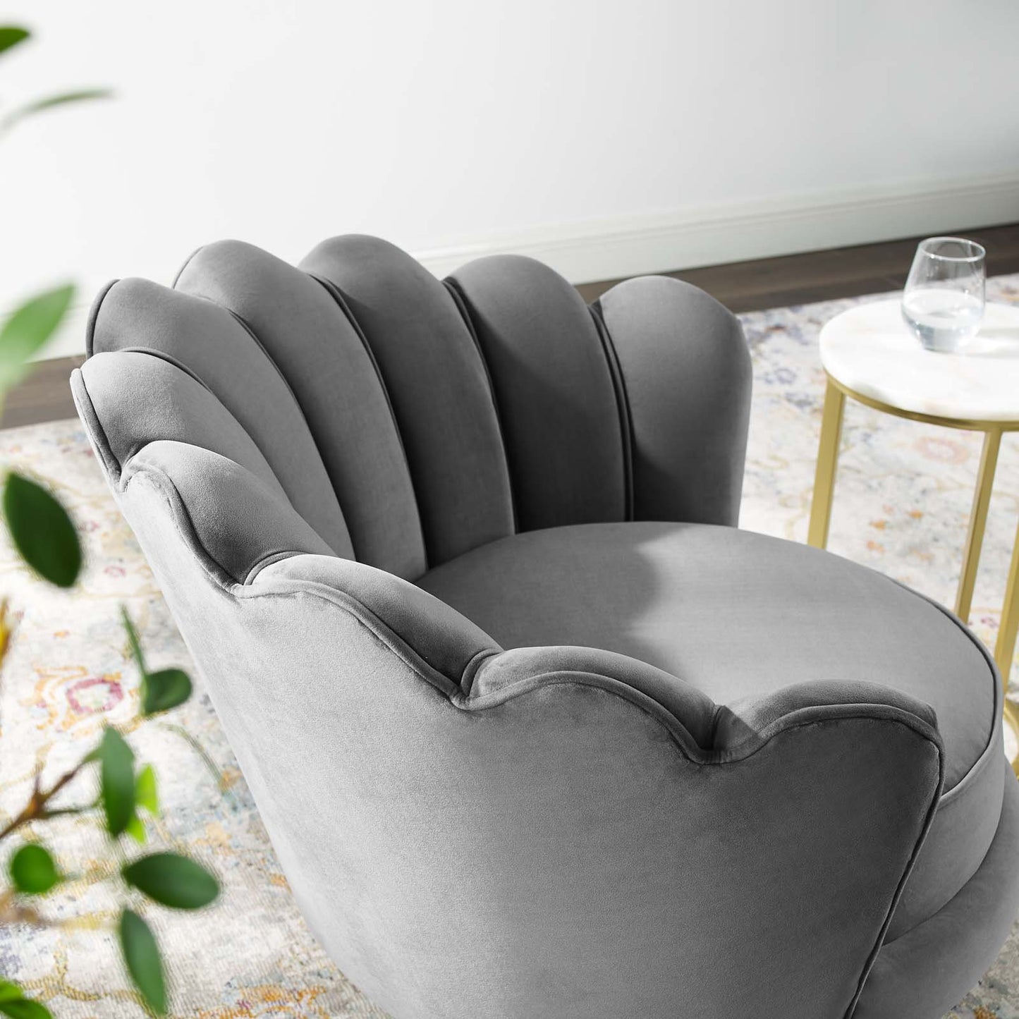 Modway Admire Scalloped Edge Performance Velvet Accent Armchair