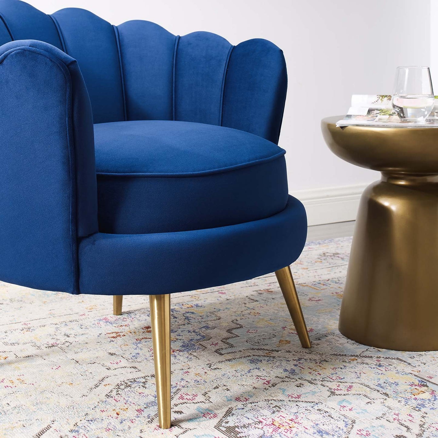 Modway Admire Scalloped Edge Performance Velvet Accent Armchair