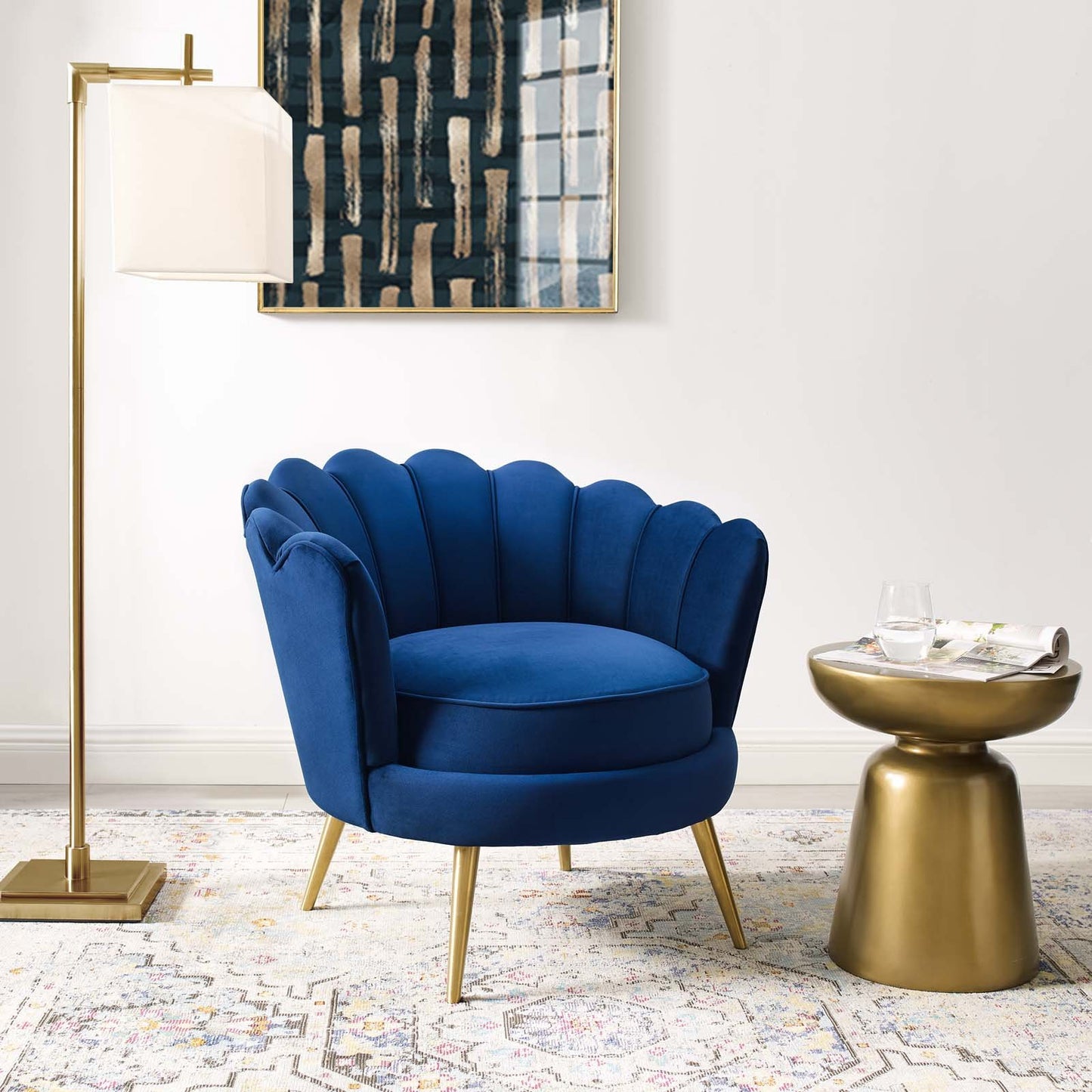 Modway Admire Scalloped Edge Performance Velvet Accent Armchair