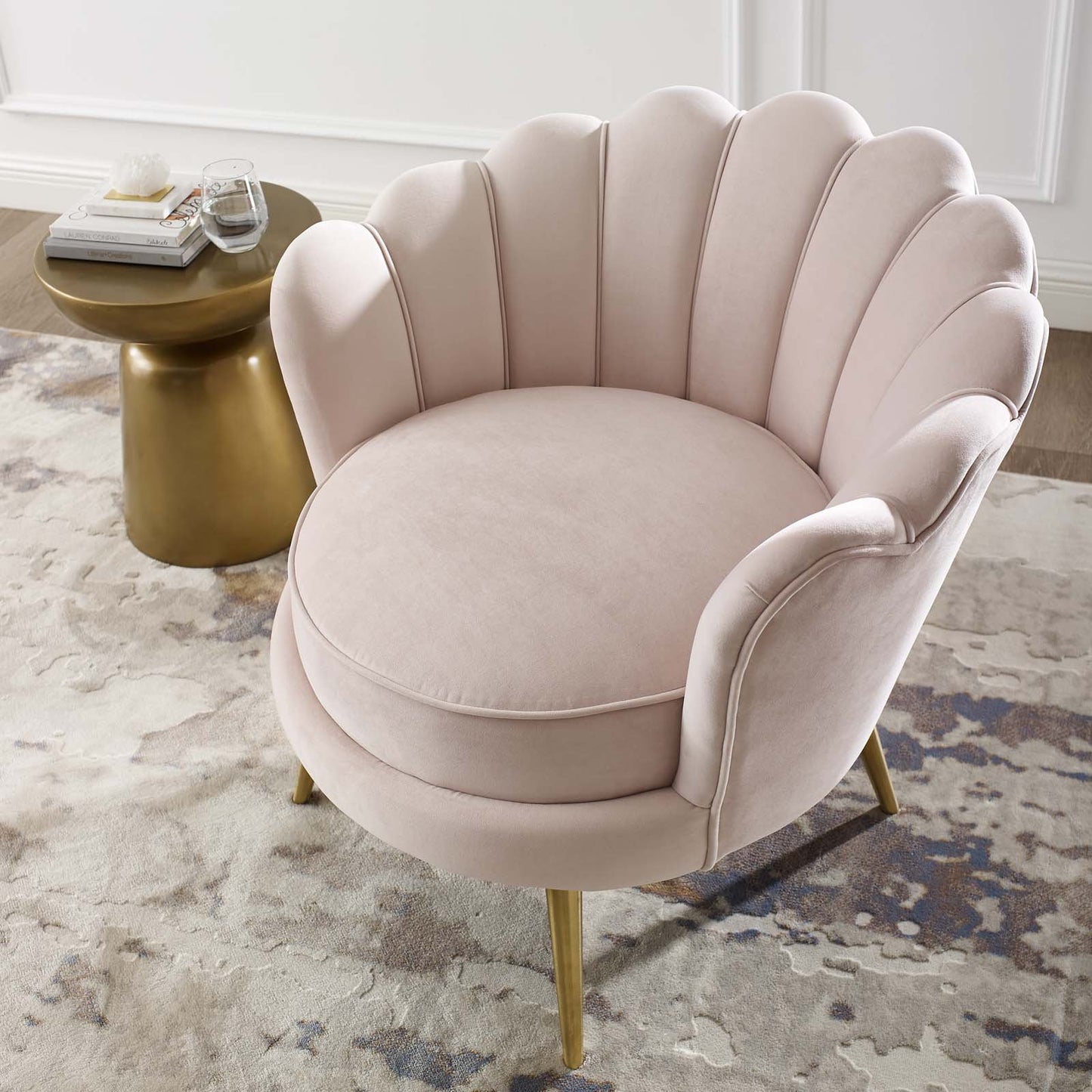 Modway Admire Scalloped Edge Performance Velvet Accent Armchair