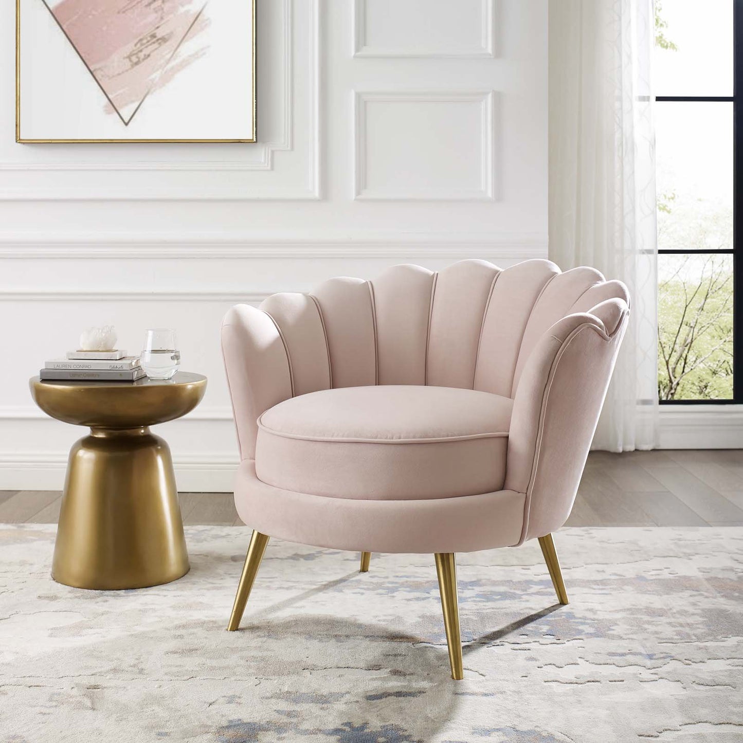 Modway Admire Scalloped Edge Performance Velvet Accent Armchair