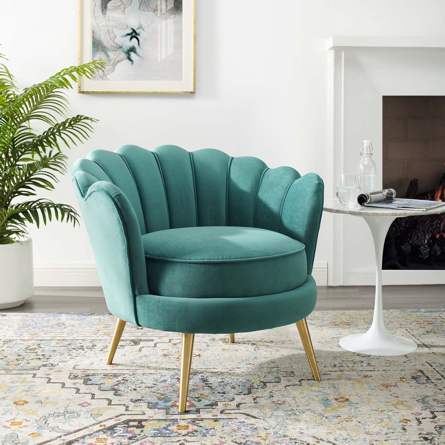 Modway Admire Scalloped Edge Performance Velvet Accent Armchair