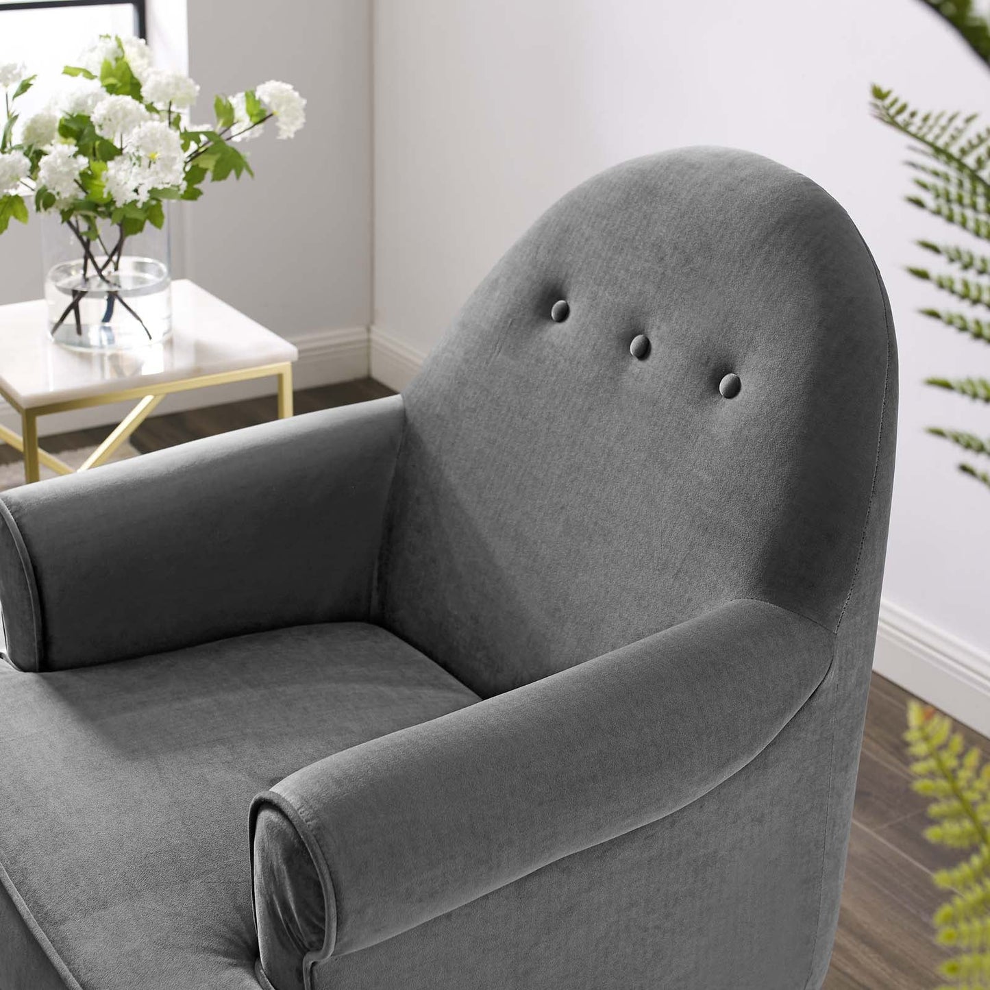 Modway Revive Tufted Button Accent Performance Velvet Armchair | Armchairs | Modishstore-3