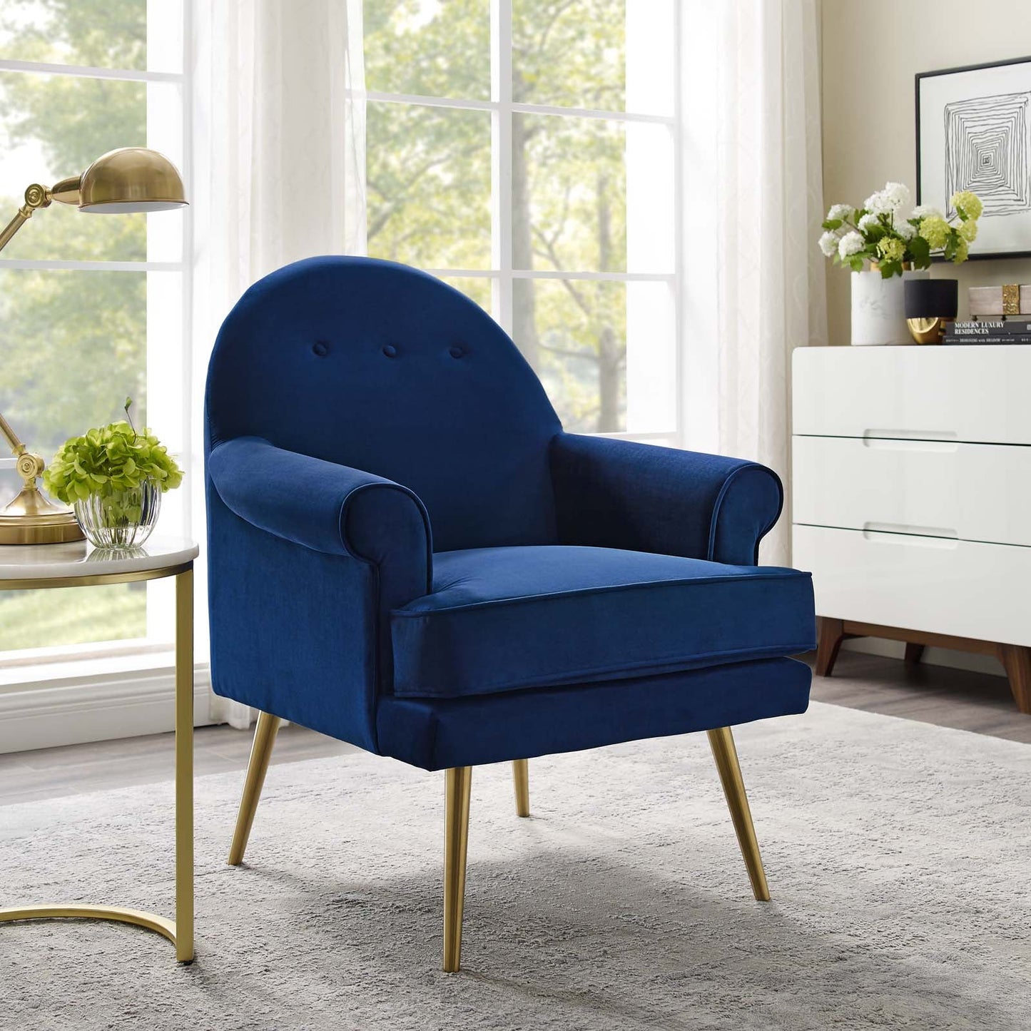 Modway Revive Tufted Button Accent Performance Velvet Armchair | Armchairs | Modishstore-12