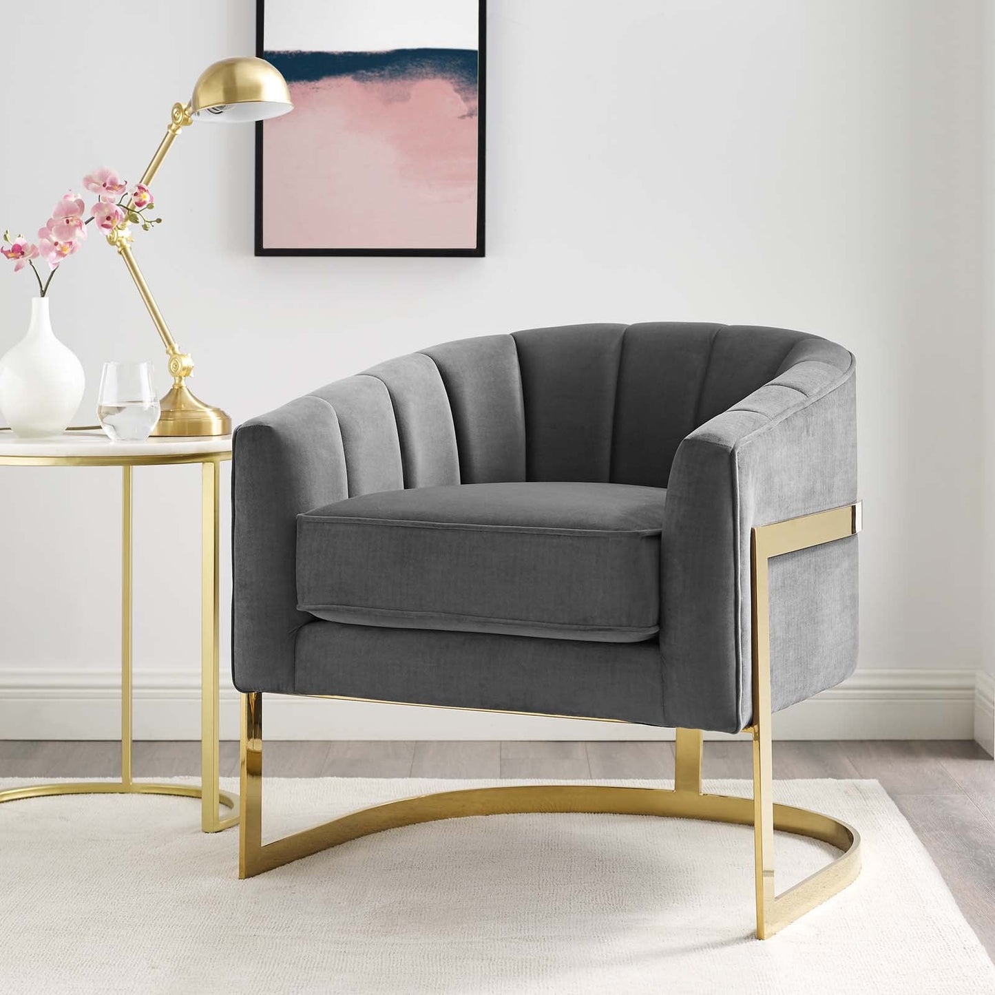 Modway Esteem Vertical Channel Tufted Performance Velvet Accent Armchair | Armchairs | 