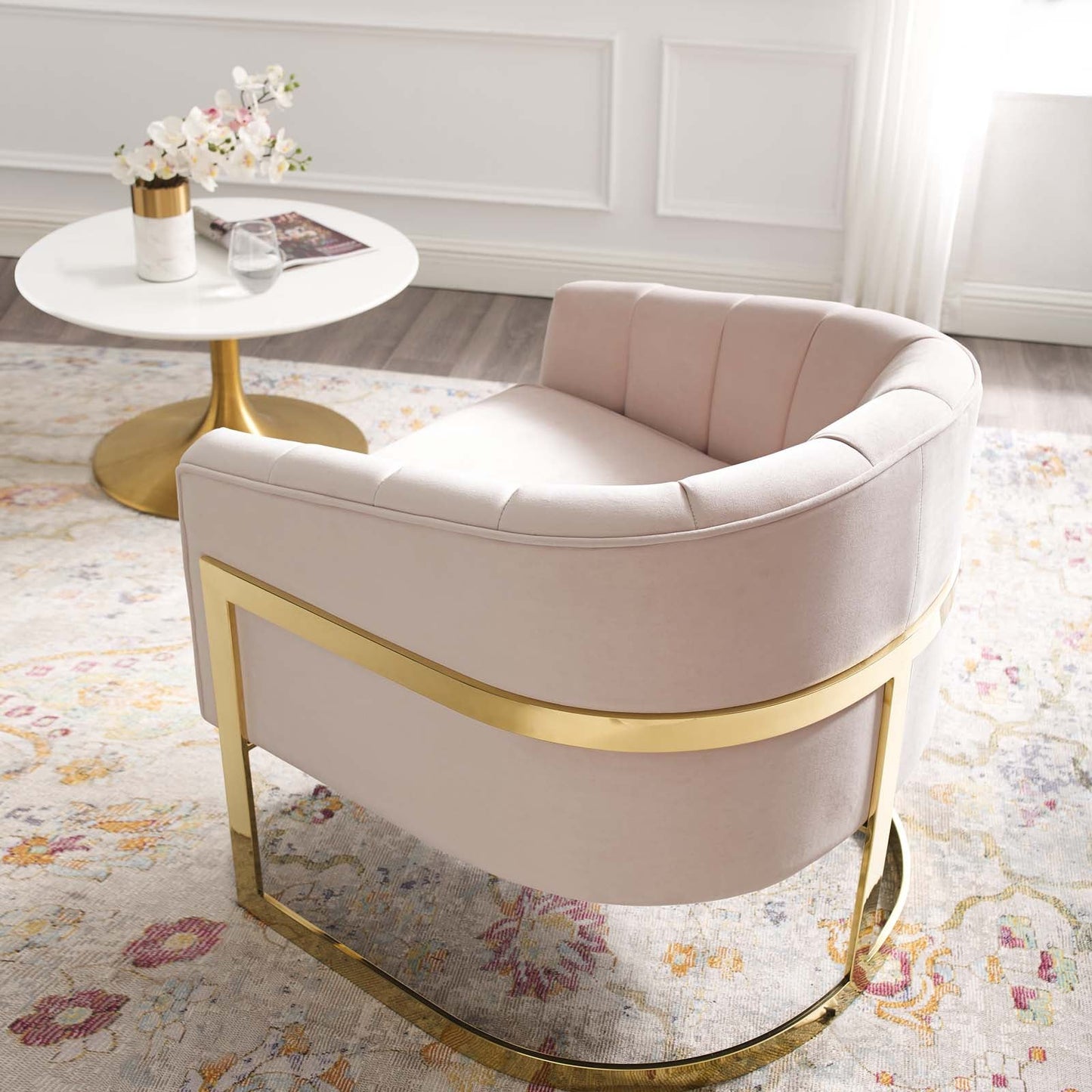 Modway Esteem Vertical Channel Tufted Performance Velvet Accent Armchair | Armchairs | 