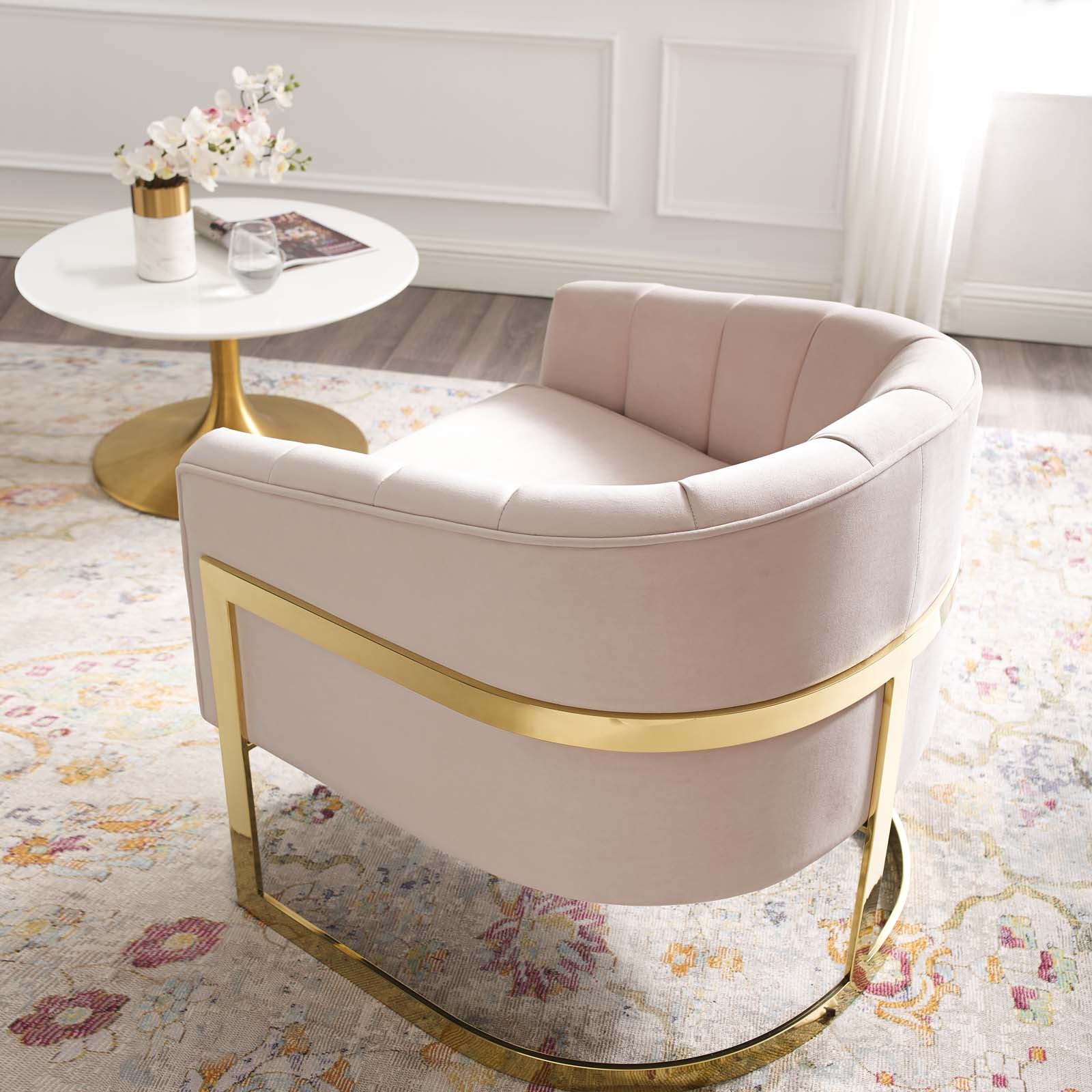 Modway Esteem Vertical Channel Tufted Performance Velvet Accent Armchair | Armchairs | 