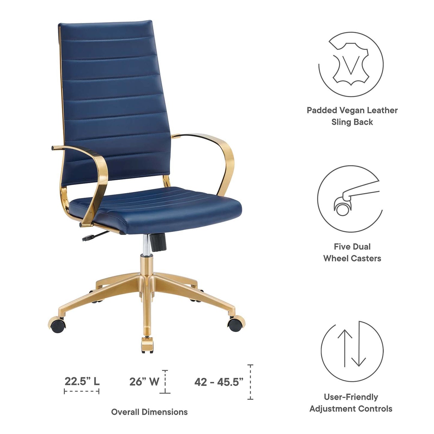 Modway Jive Gold Stainless Steel Highback Office Chair | Office Chairs | 
