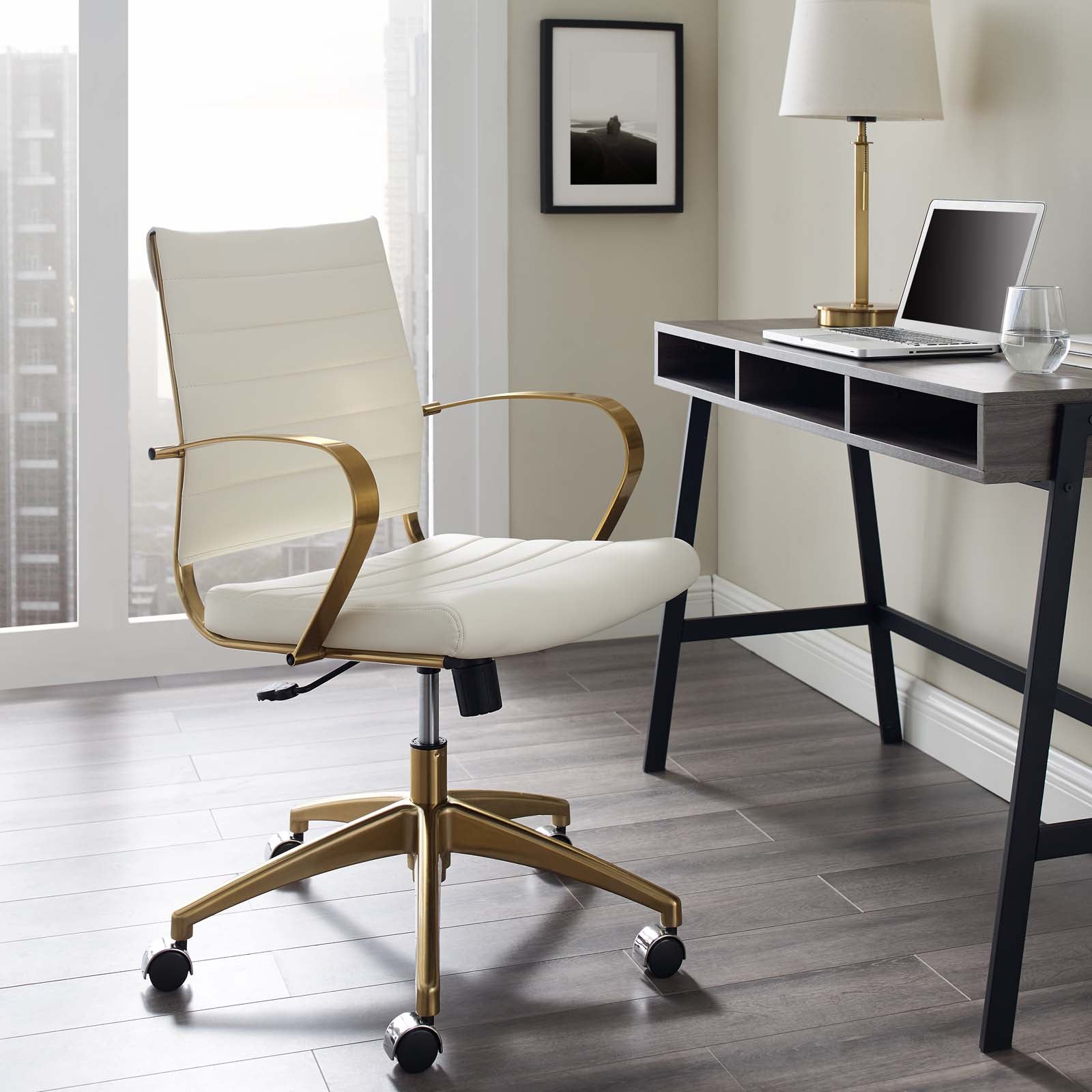 Modway Jive Gold Stainless Steel Midback Office Chair | Office Chairs
