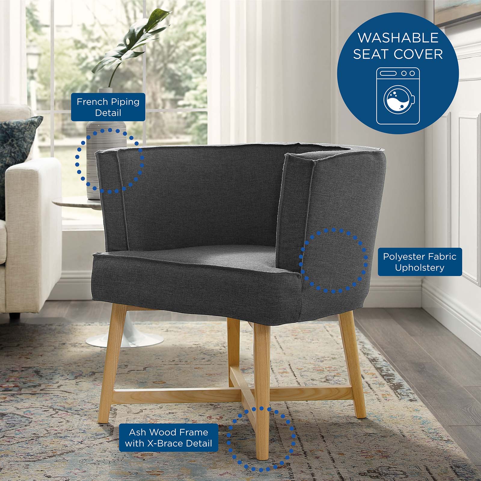 Anders Upholstered Fabric Accent Chair By Modway - EEI-3432 | Sofas - 8