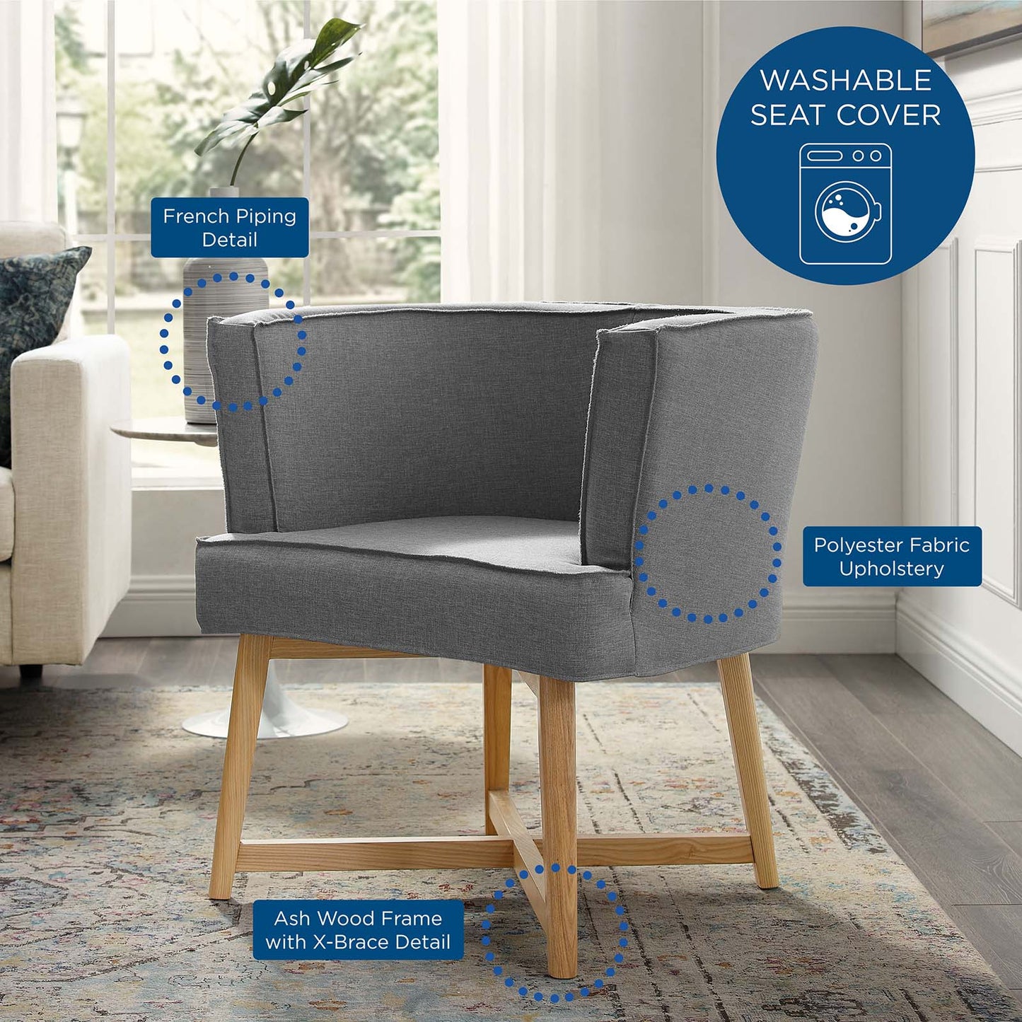 Anders Upholstered Fabric Accent Chair By Modway - EEI-3432 | Sofas - 16